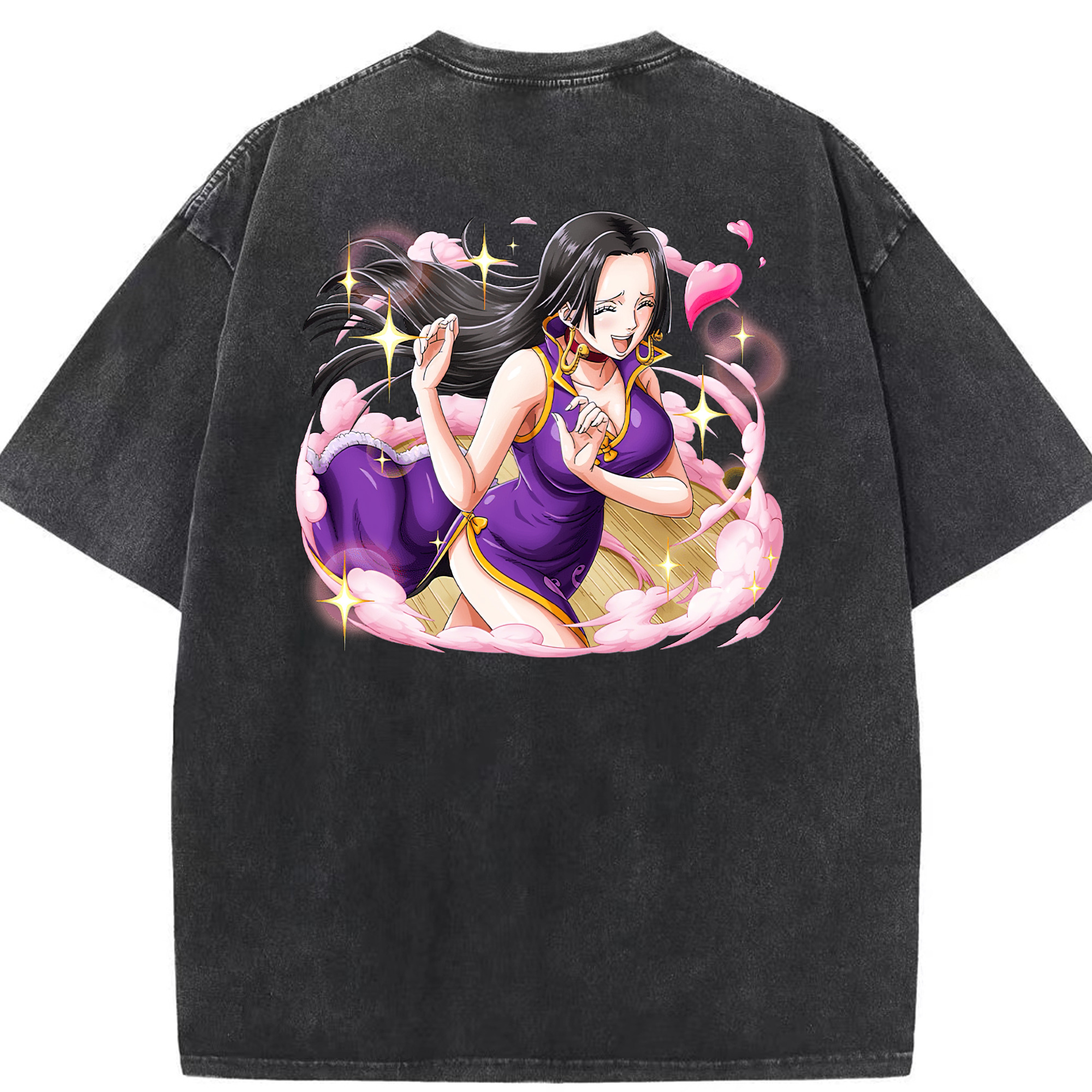 ワンピース ボア・ハンコック ONE PIECE Boa·Hancock 綿100% ヴィンテージ風 半袖Tシャツ（背面プリント）