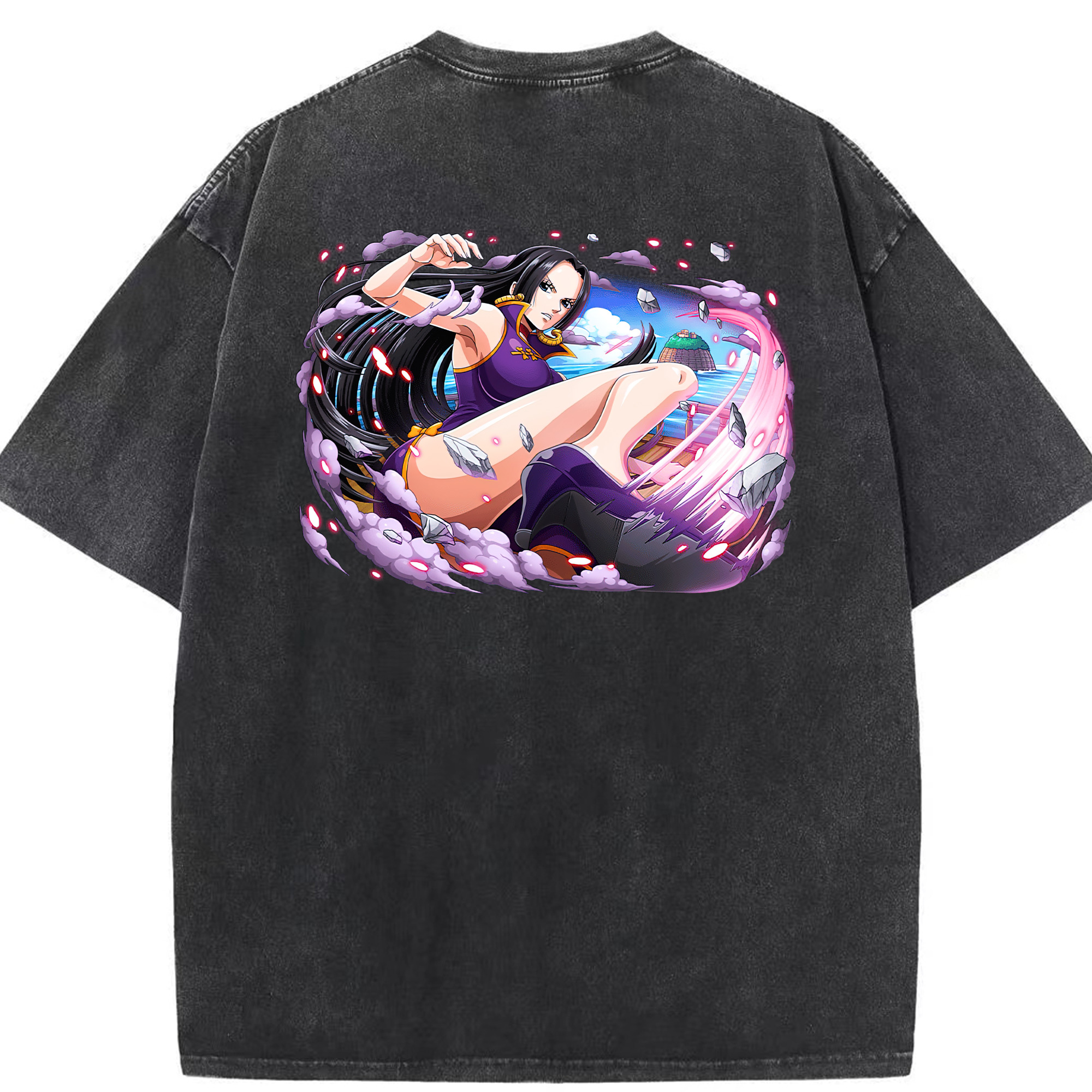ワンピース ボア・ハンコック ONE PIECE Boa·Hancock 綿100% ヴィンテージ風 半袖Tシャツ（背面プリント）