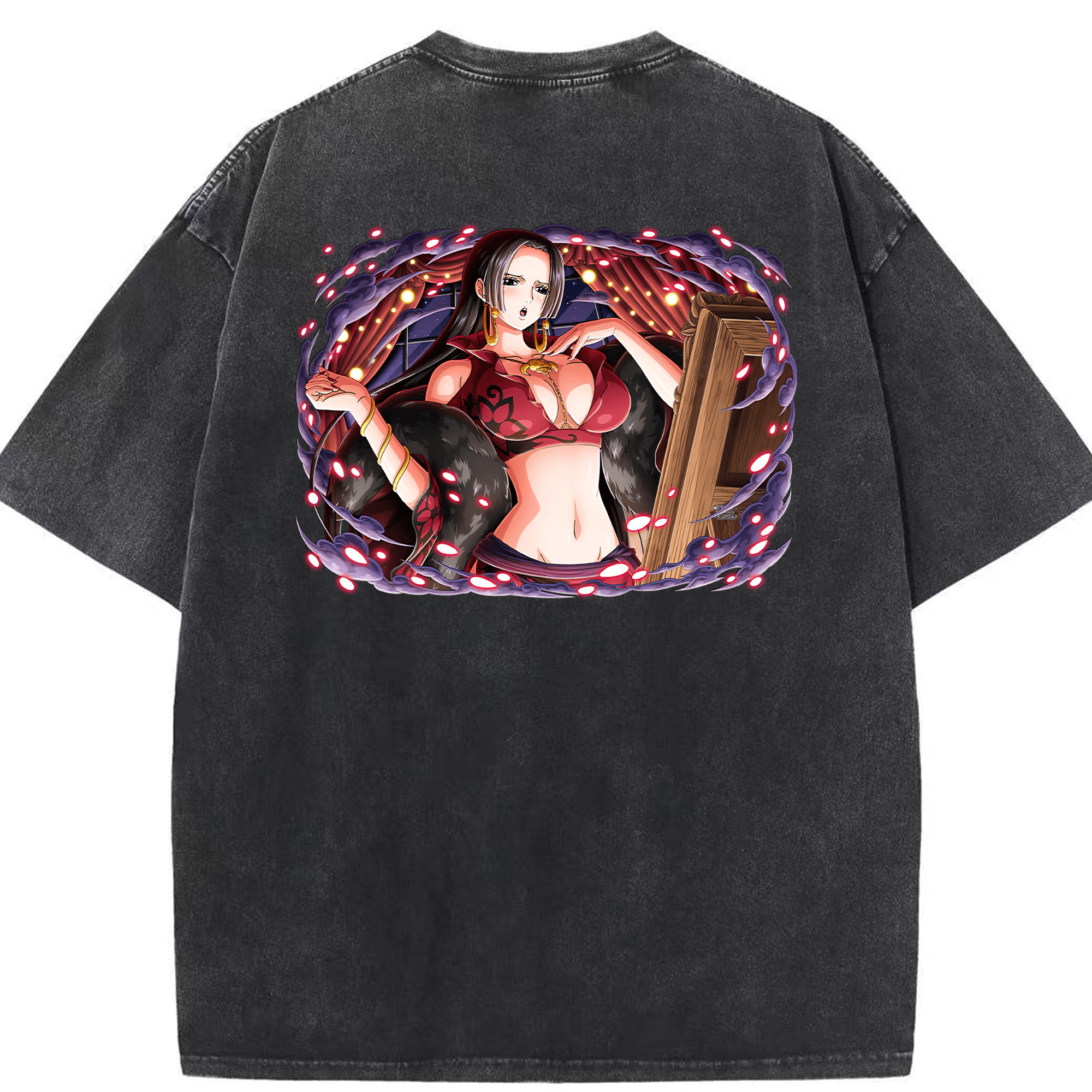 ワンピース ボア・ハンコック ONE PIECE Boa·Hancock 綿100% ヴィンテージ風 半袖Tシャツ（背面プリント）