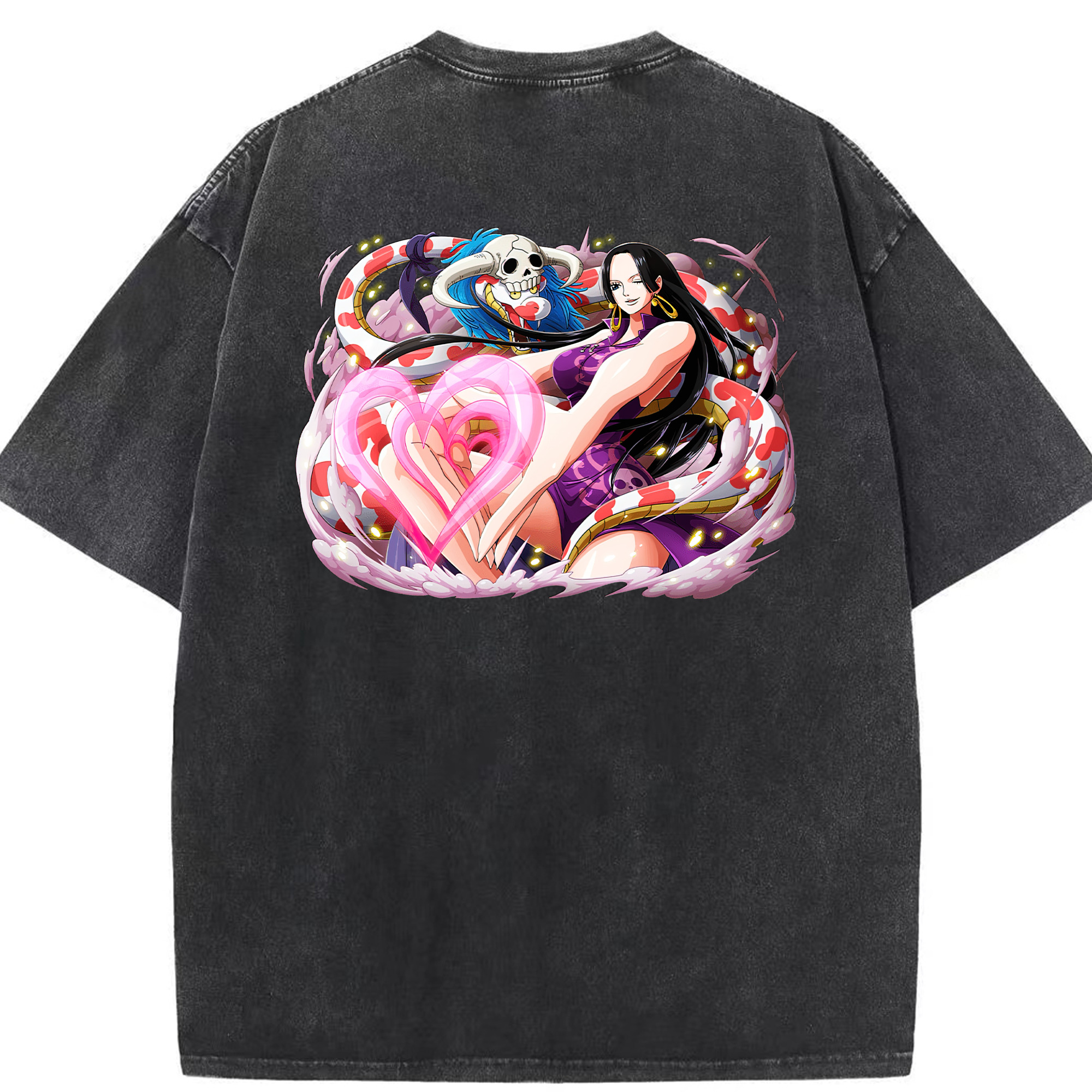 ワンピース ボア・ハンコック ONE PIECE Boa·Hancock 綿100% ヴィンテージ風 半袖Tシャツ（背面プリント）