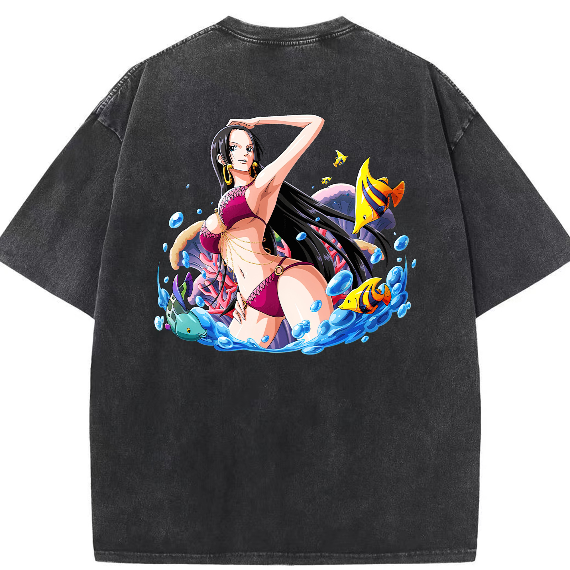 ワンピース ボア・ハンコック ONE PIECE Boa·Hancock 綿100% ヴィンテージ風 半袖Tシャツ（背面プリント）