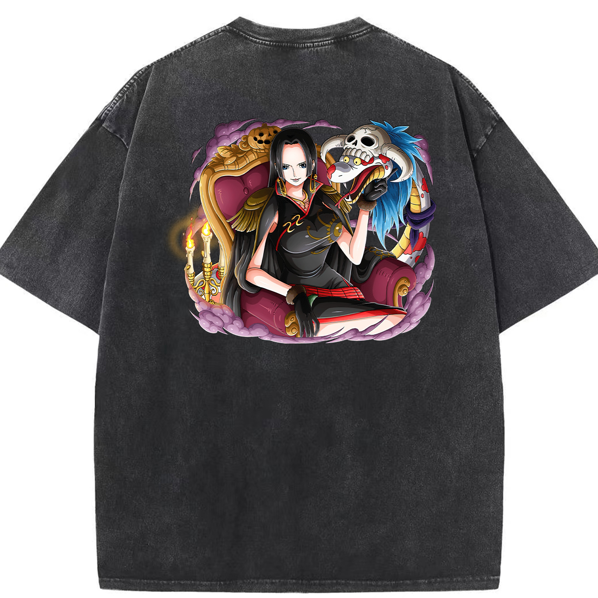 ワンピース ボア・ハンコック ONE PIECE Boa·Hancock 綿100% ヴィンテージ風 半袖Tシャツ（背面プリント）