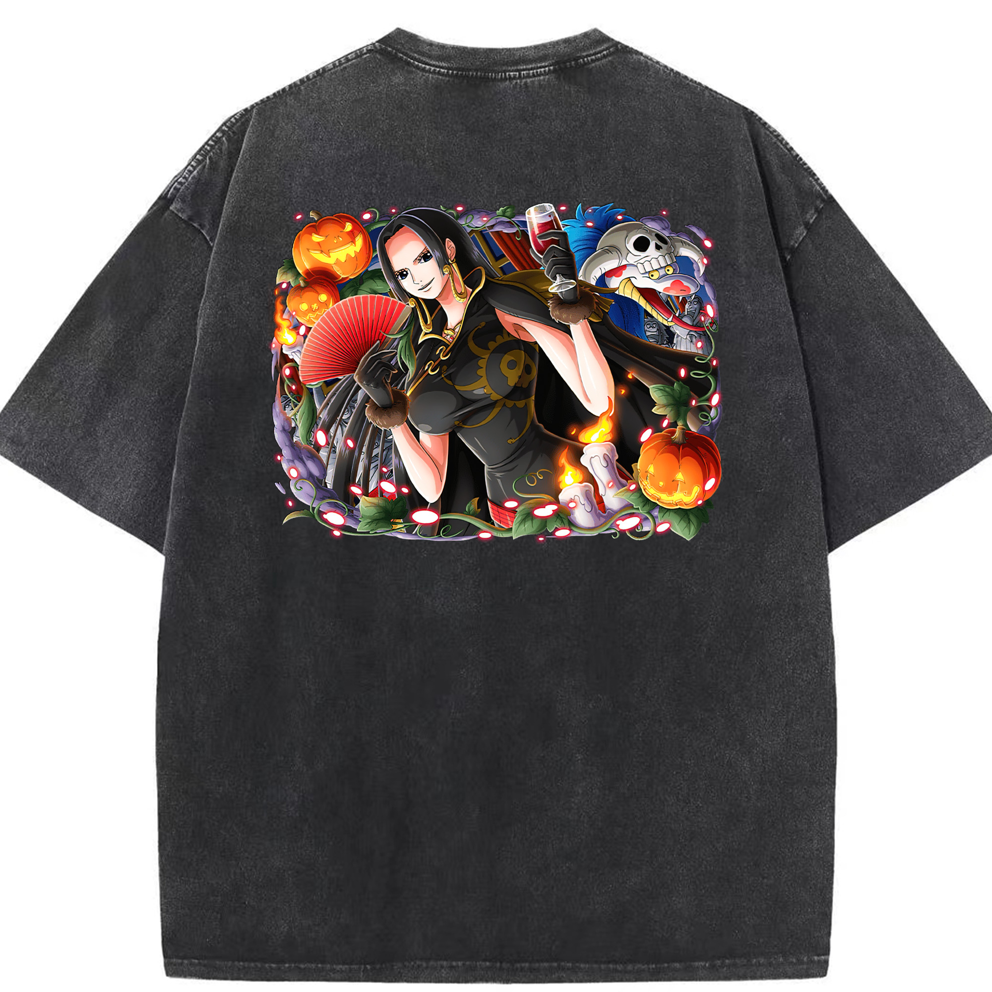ワンピース ボア・ハンコック ONE PIECE Boa·Hancock 綿100% ヴィンテージ風 半袖Tシャツ（背面プリント）