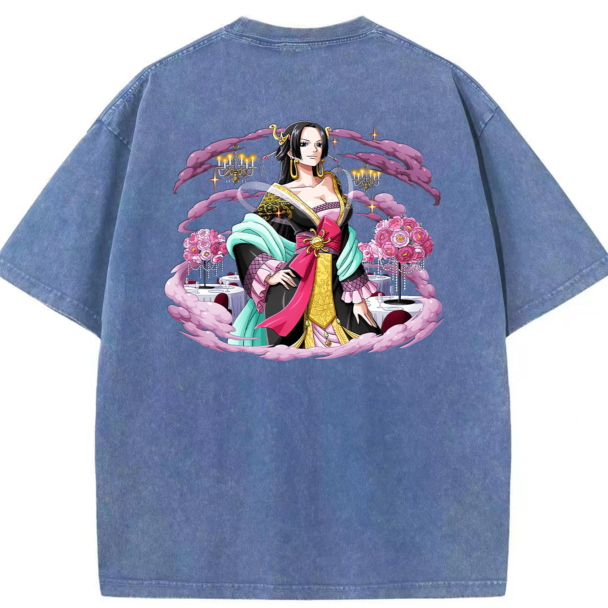 ワンピース ボア・ハンコック ONE PIECE Boa·Hancock 綿100% ヴィンテージ風 半袖Tシャツ（背面プリント）