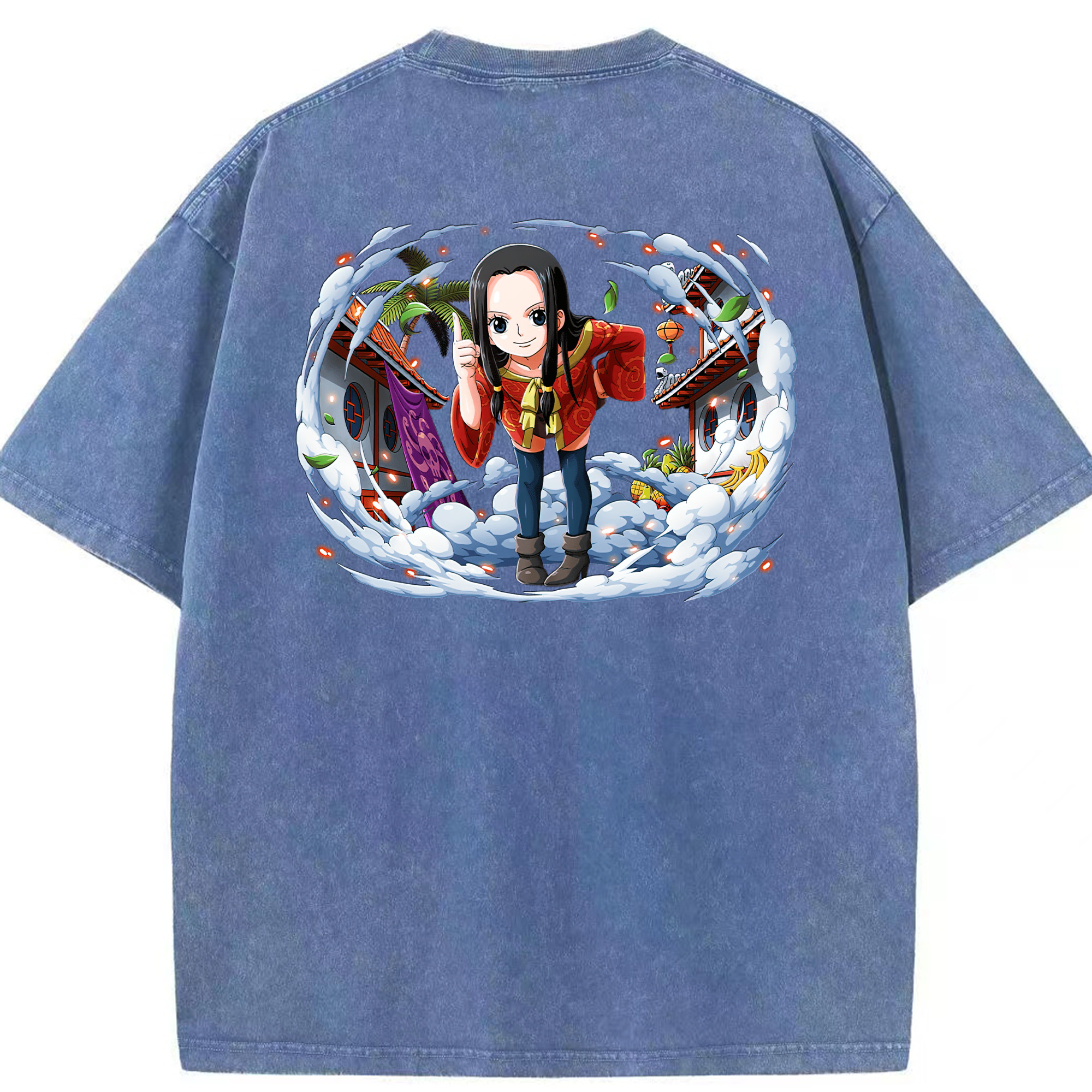 ワンピース ボア・ハンコック ONE PIECE Boa·Hancock 綿100% ヴィンテージ風 半袖Tシャツ（背面プリント）