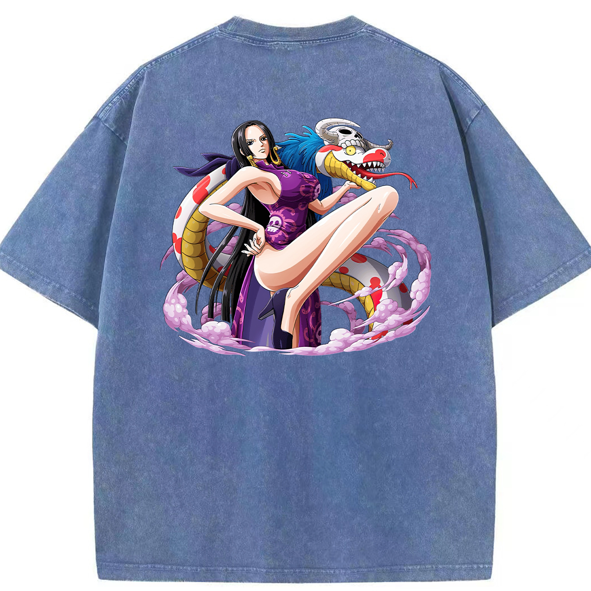 ワンピース ボア・ハンコック ONE PIECE Boa·Hancock 綿100% ヴィンテージ風 半袖Tシャツ（背面プリント）