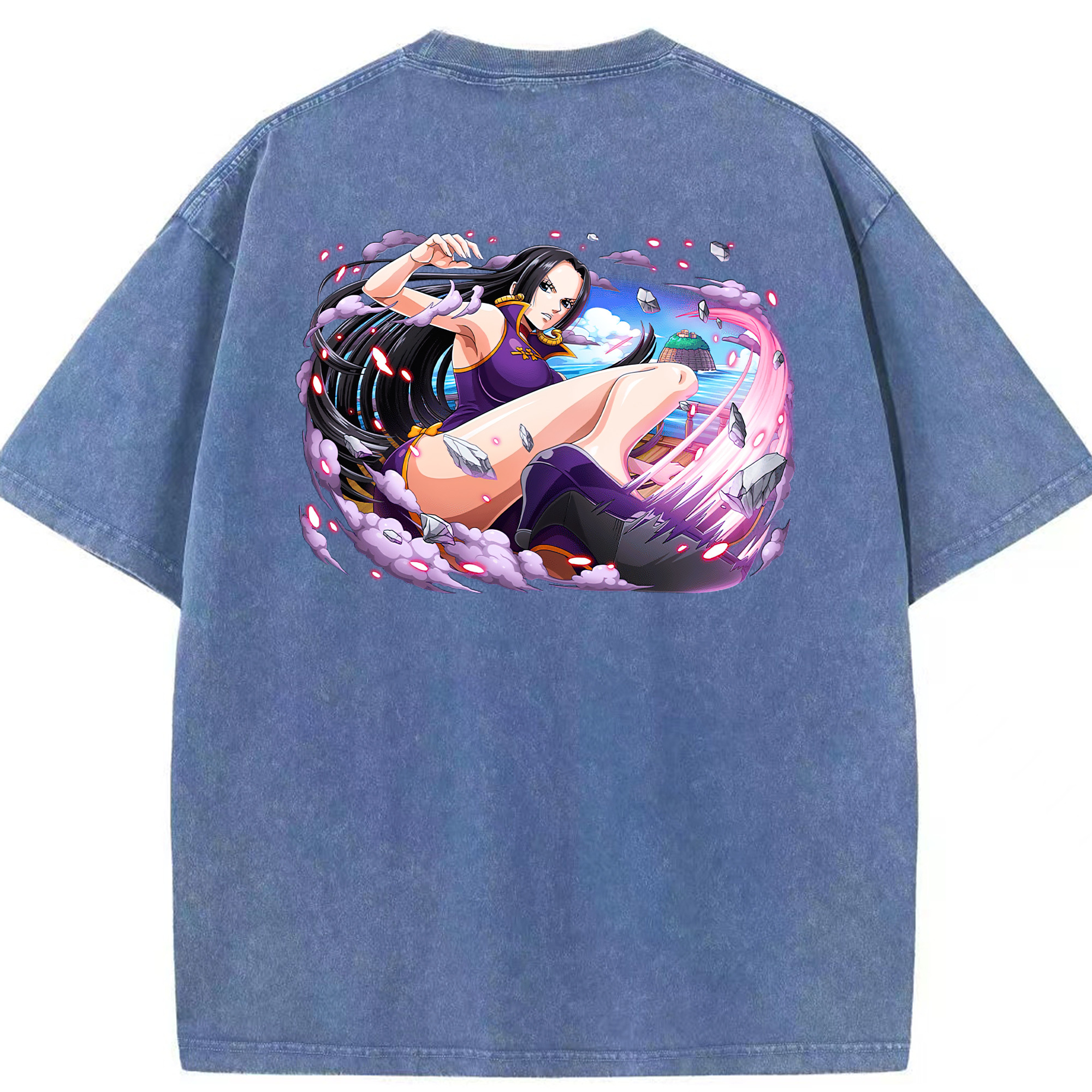 ワンピース ボア・ハンコック ONE PIECE Boa·Hancock 綿100% ヴィンテージ風 半袖Tシャツ（背面プリント）