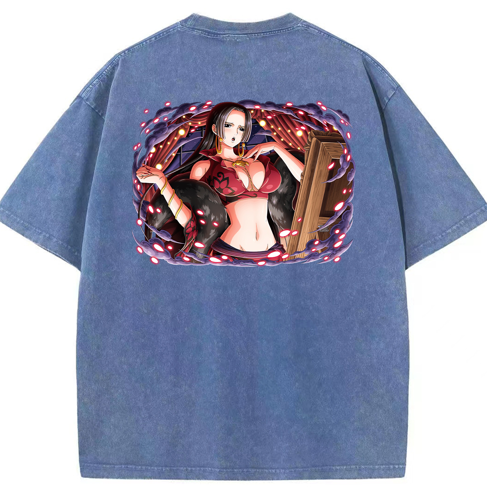 ワンピース ボア・ハンコック ONE PIECE Boa·Hancock 綿100% ヴィンテージ風 半袖Tシャツ（背面プリント）