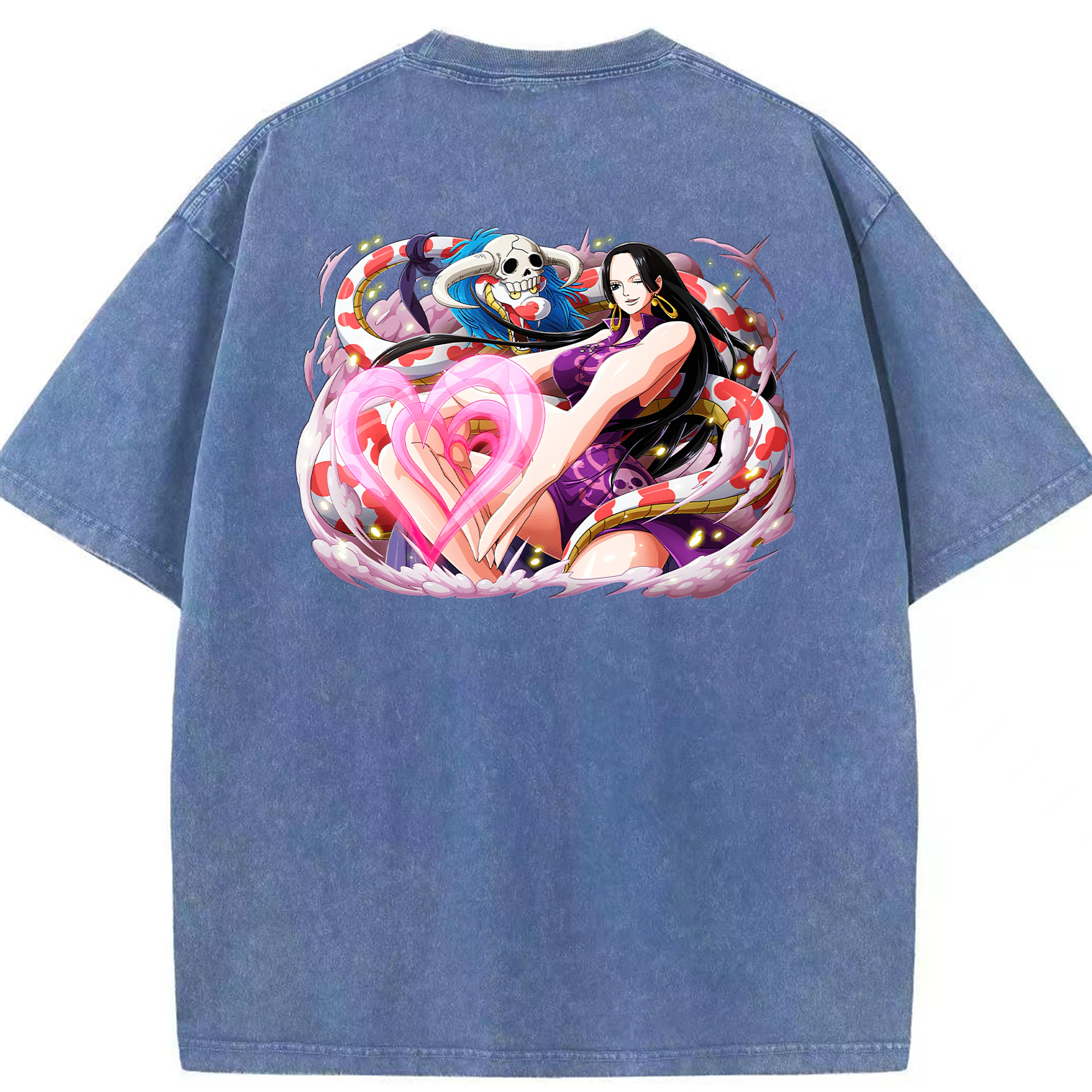 ワンピース ボア・ハンコック ONE PIECE Boa·Hancock 綿100% ヴィンテージ風 半袖Tシャツ（背面プリント）