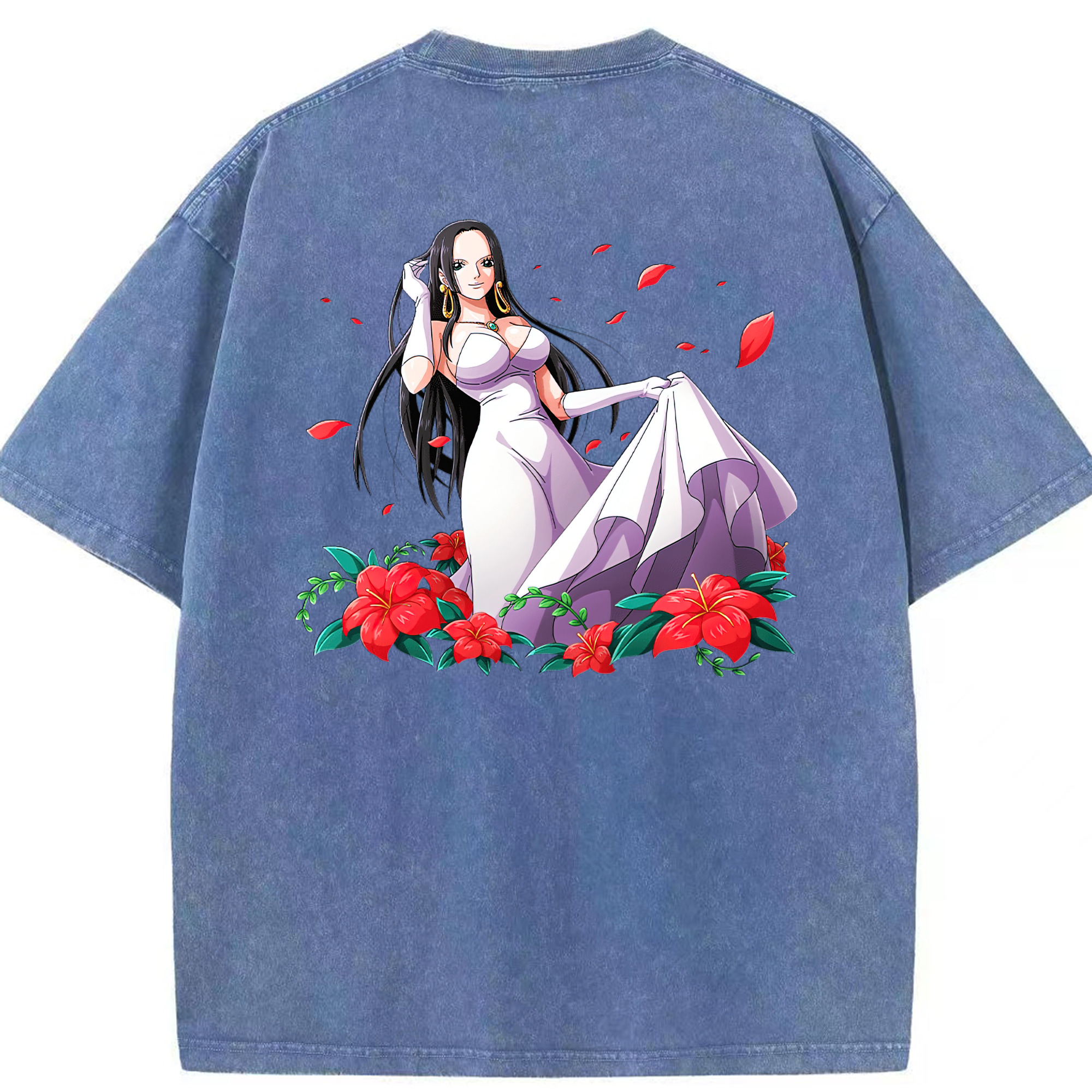 ワンピース ボア・ハンコック ONE PIECE Boa·Hancock 綿100% ヴィンテージ風 半袖Tシャツ（背面プリント）
