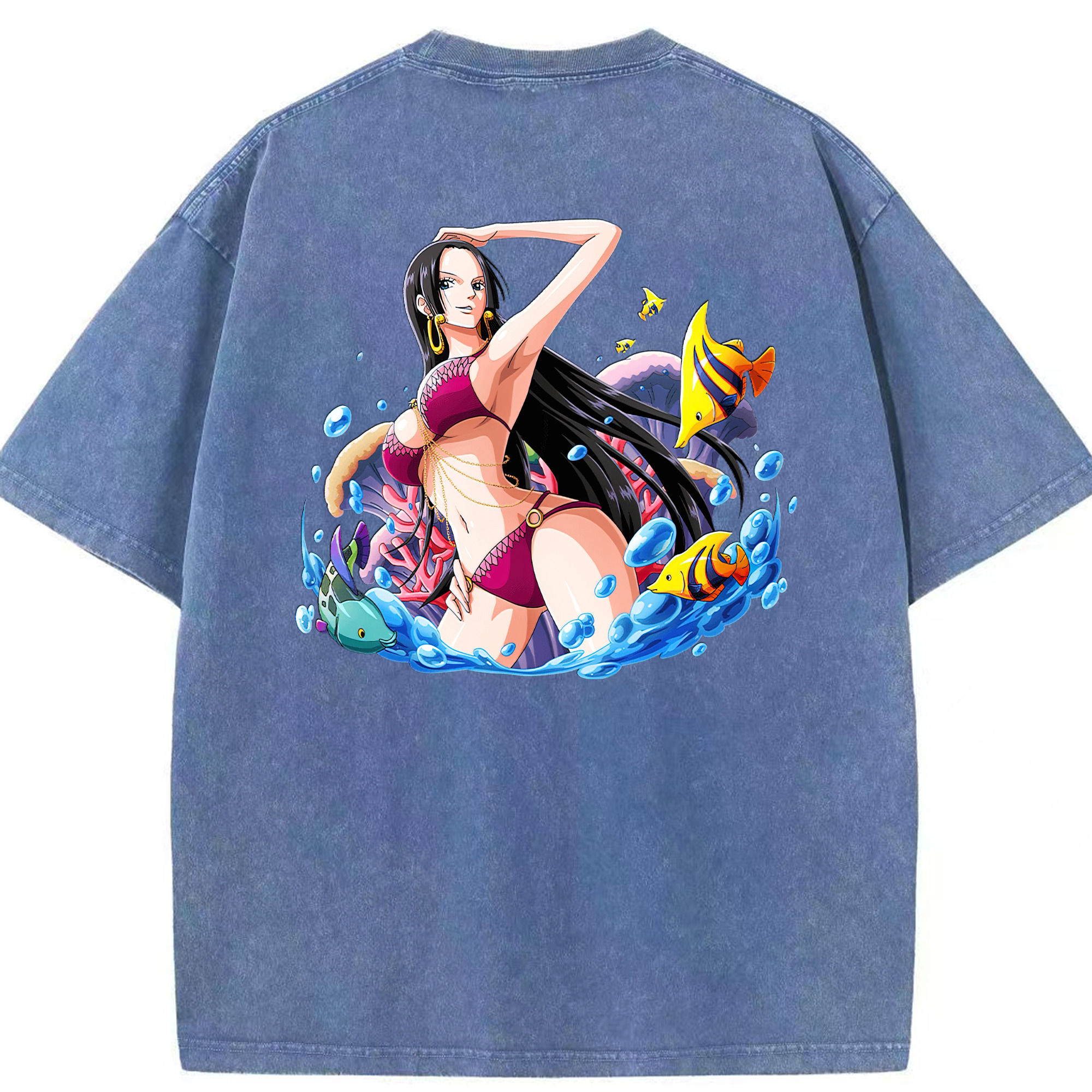 ワンピース ボア・ハンコック ONE PIECE Boa·Hancock 綿100% ヴィンテージ風 半袖Tシャツ（背面プリント）