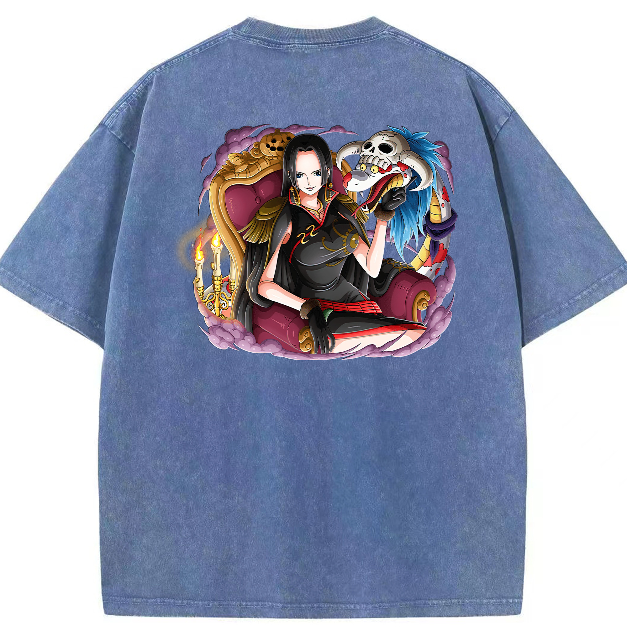 ワンピース ボア・ハンコック ONE PIECE Boa·Hancock 綿100% ヴィンテージ風 半袖Tシャツ（背面プリント）