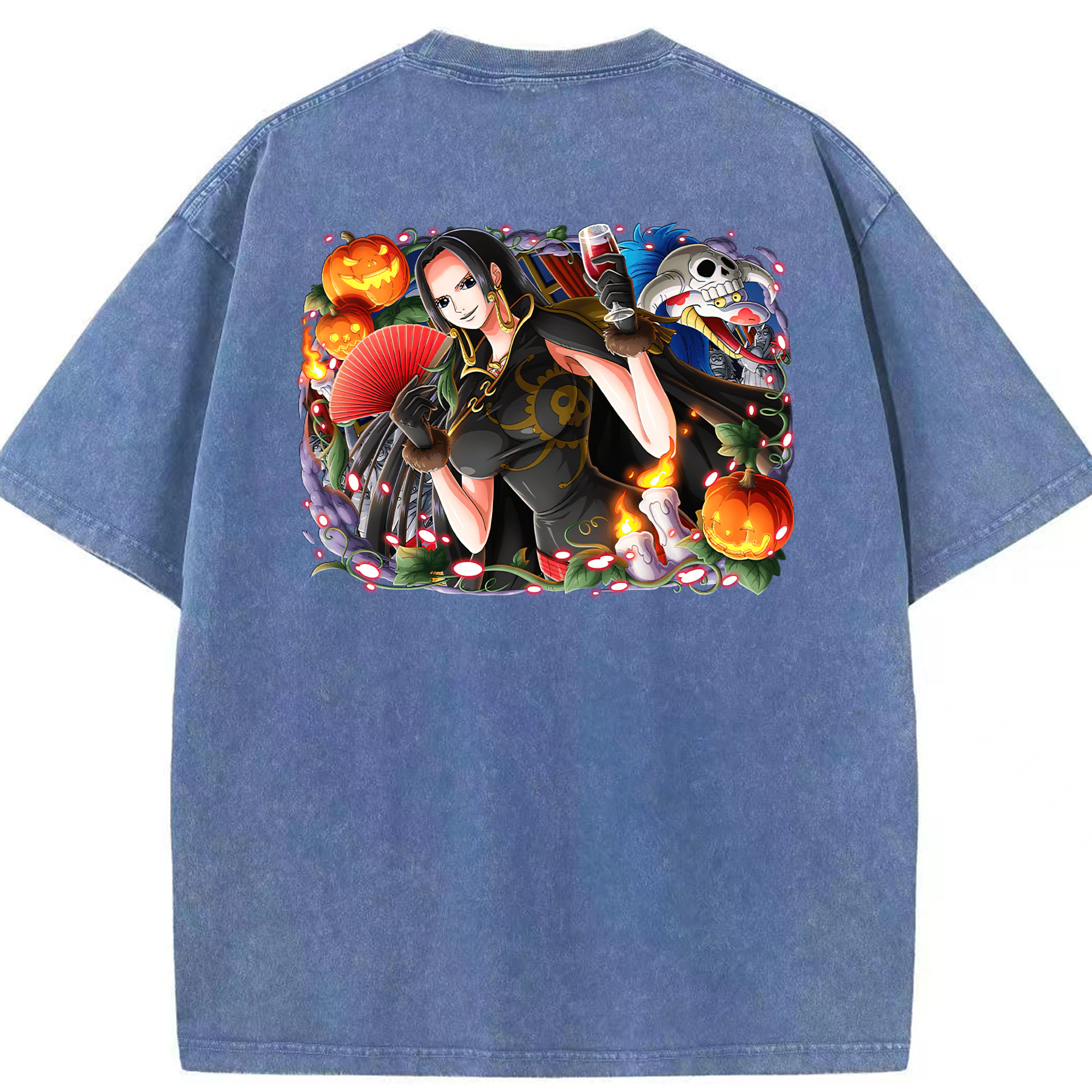 ワンピース ボア・ハンコック ONE PIECE Boa·Hancock 綿100% ヴィンテージ風 半袖Tシャツ（背面プリント）