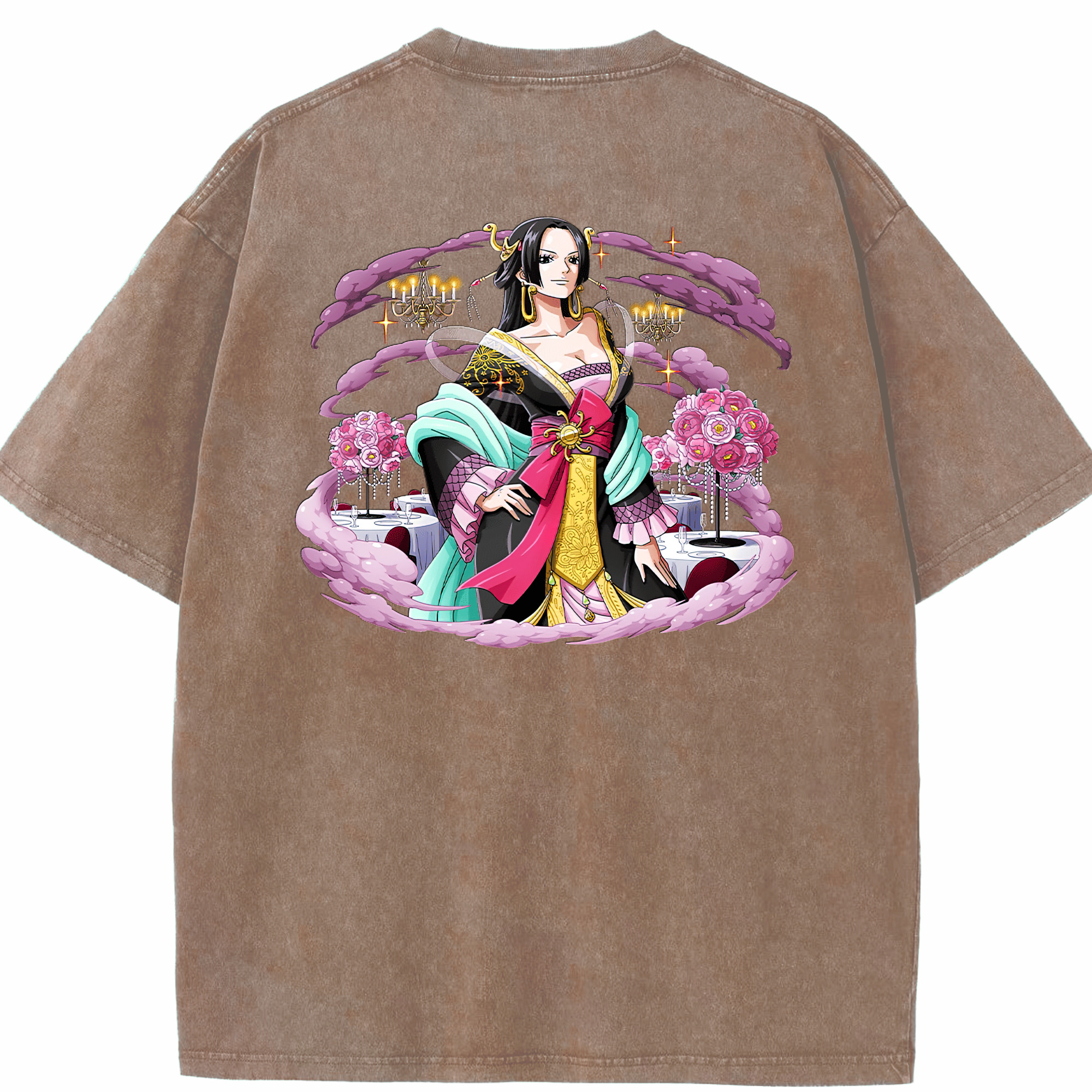 ワンピース ボア・ハンコック ONE PIECE Boa·Hancock 綿100% ヴィンテージ風 半袖Tシャツ（背面プリント）