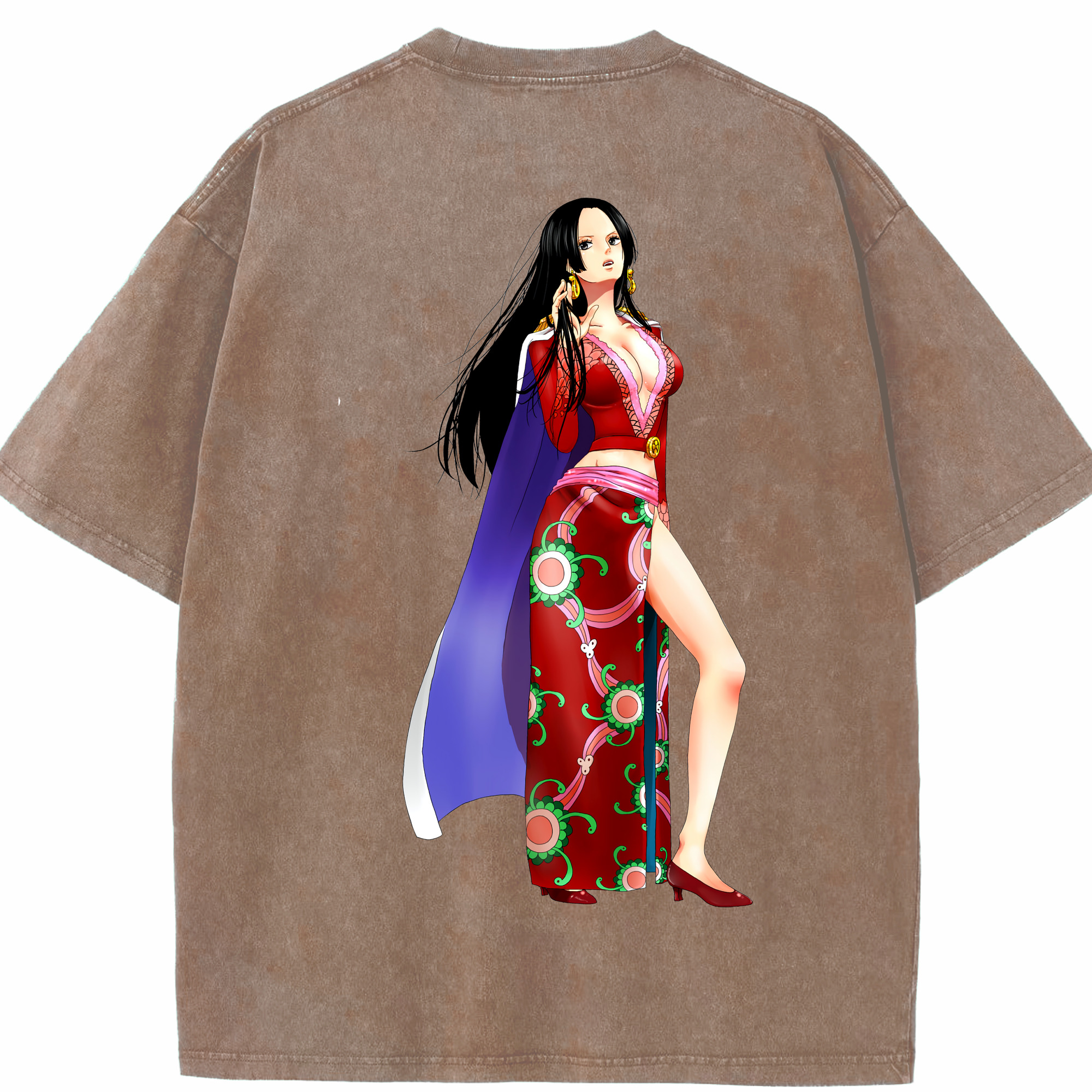 ワンピース ボア・ハンコック ONE PIECE Boa·Hancock 綿100% ヴィンテージ風 半袖Tシャツ（背面プリント）