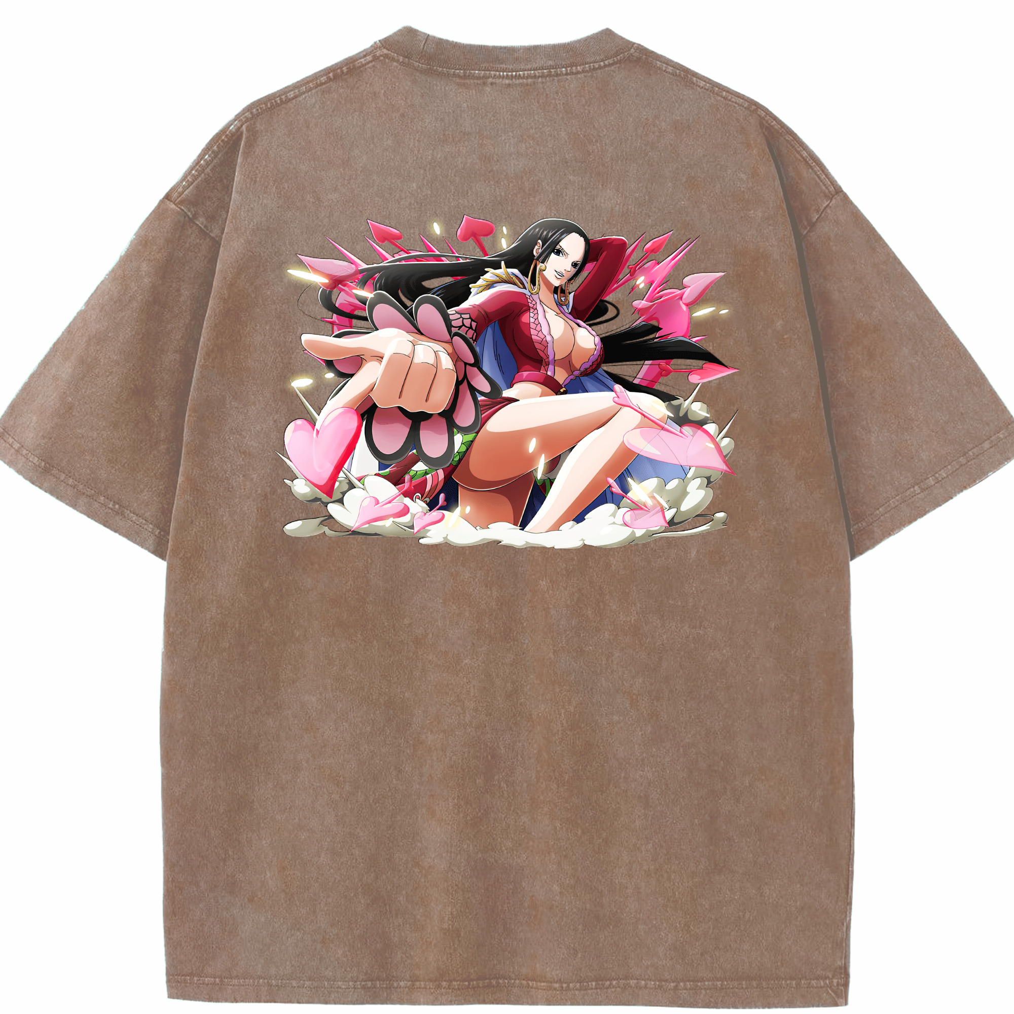 ワンピース ボア・ハンコック ONE PIECE Boa·Hancock 綿100% ヴィンテージ風 半袖Tシャツ（背面プリント）