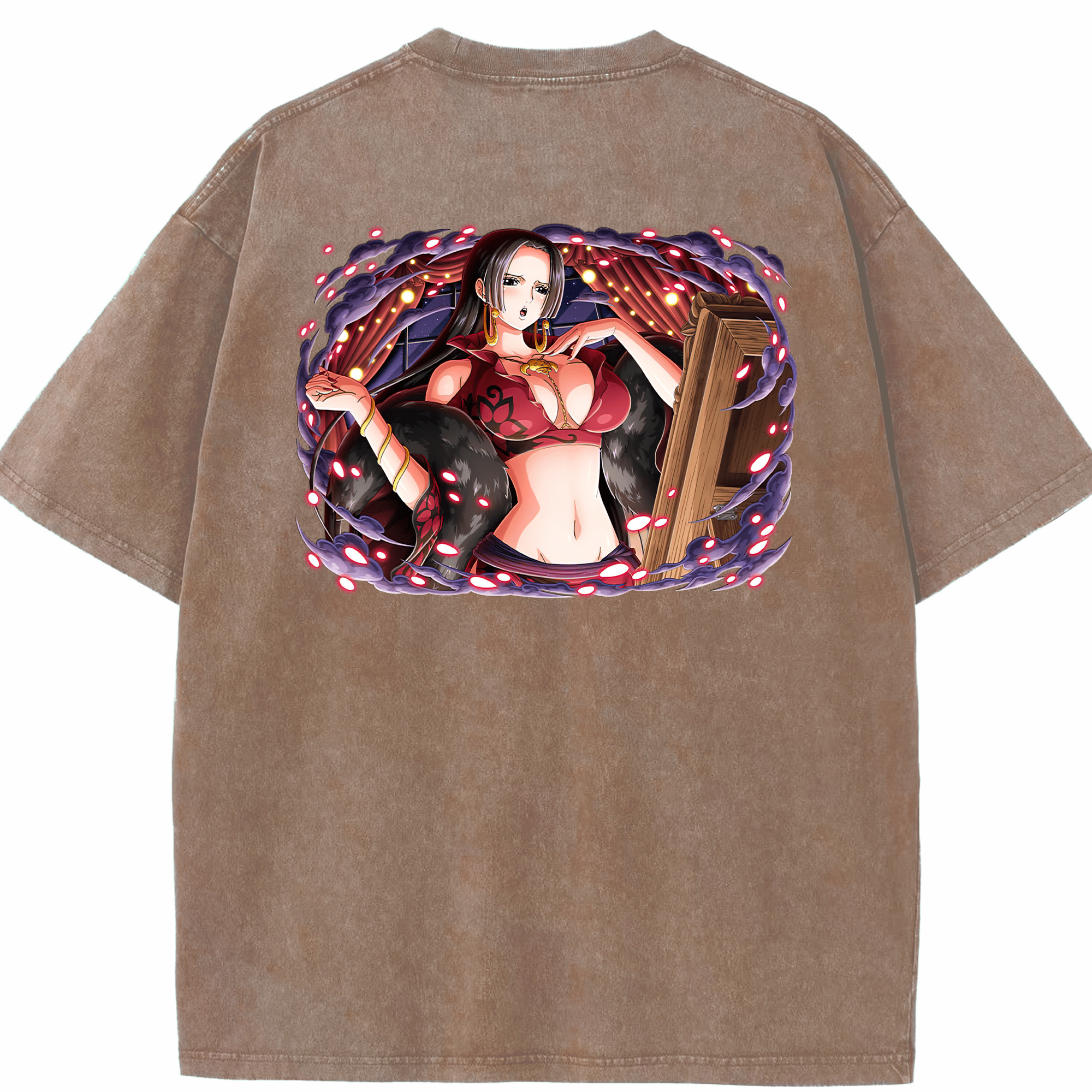 ワンピース ボア・ハンコック ONE PIECE Boa·Hancock 綿100% ヴィンテージ風 半袖Tシャツ（背面プリント）