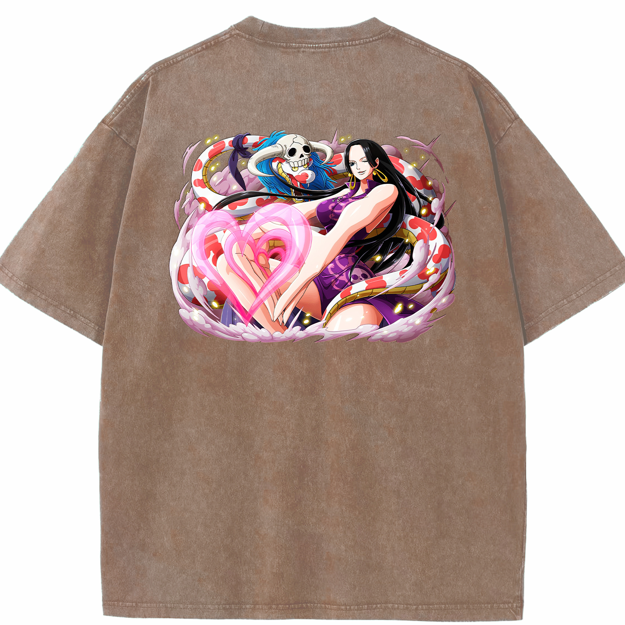 ワンピース ボア・ハンコック ONE PIECE Boa·Hancock 綿100% ヴィンテージ風 半袖Tシャツ（背面プリント）