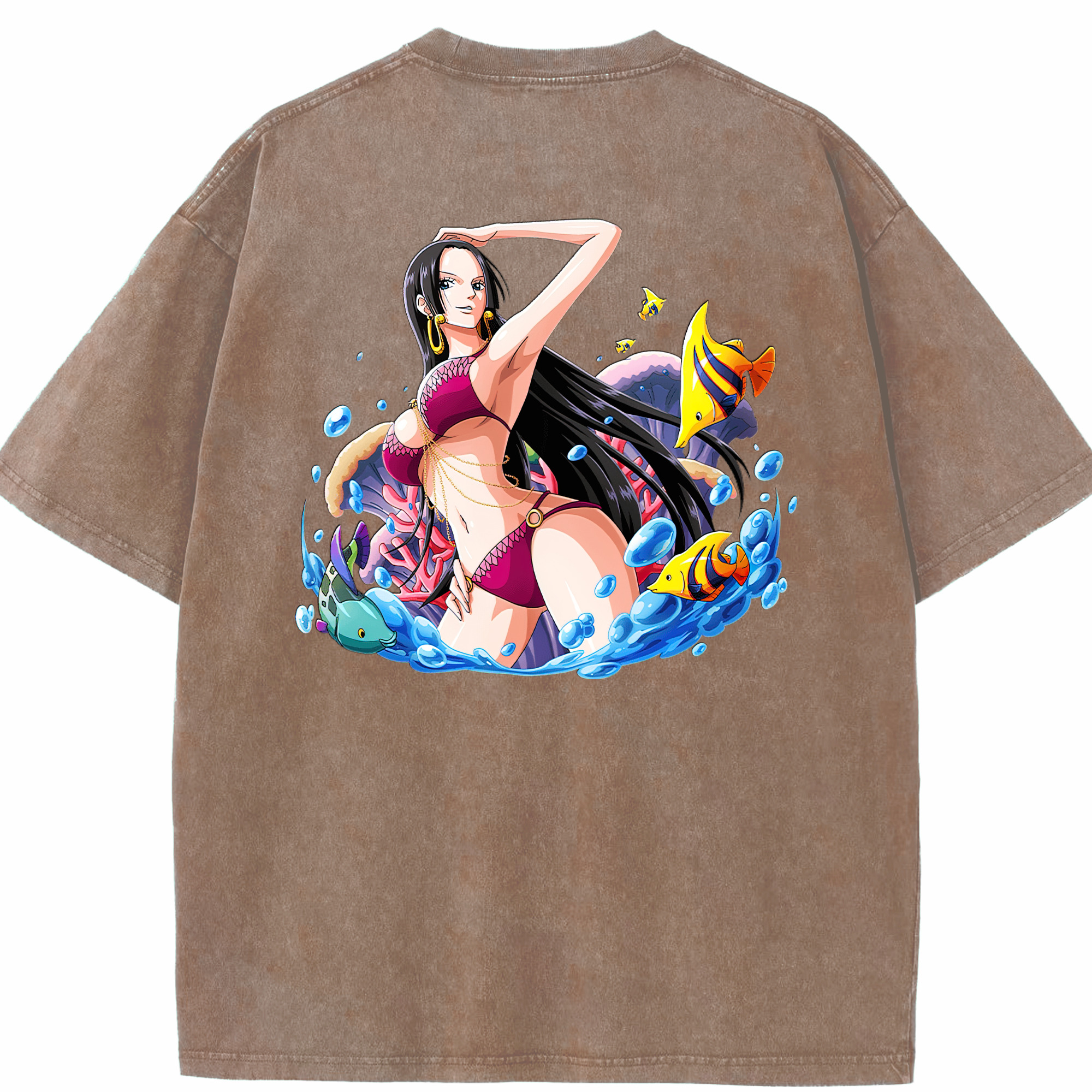 ワンピース ボア・ハンコック ONE PIECE Boa·Hancock 綿100% ヴィンテージ風 半袖Tシャツ（背面プリント）
