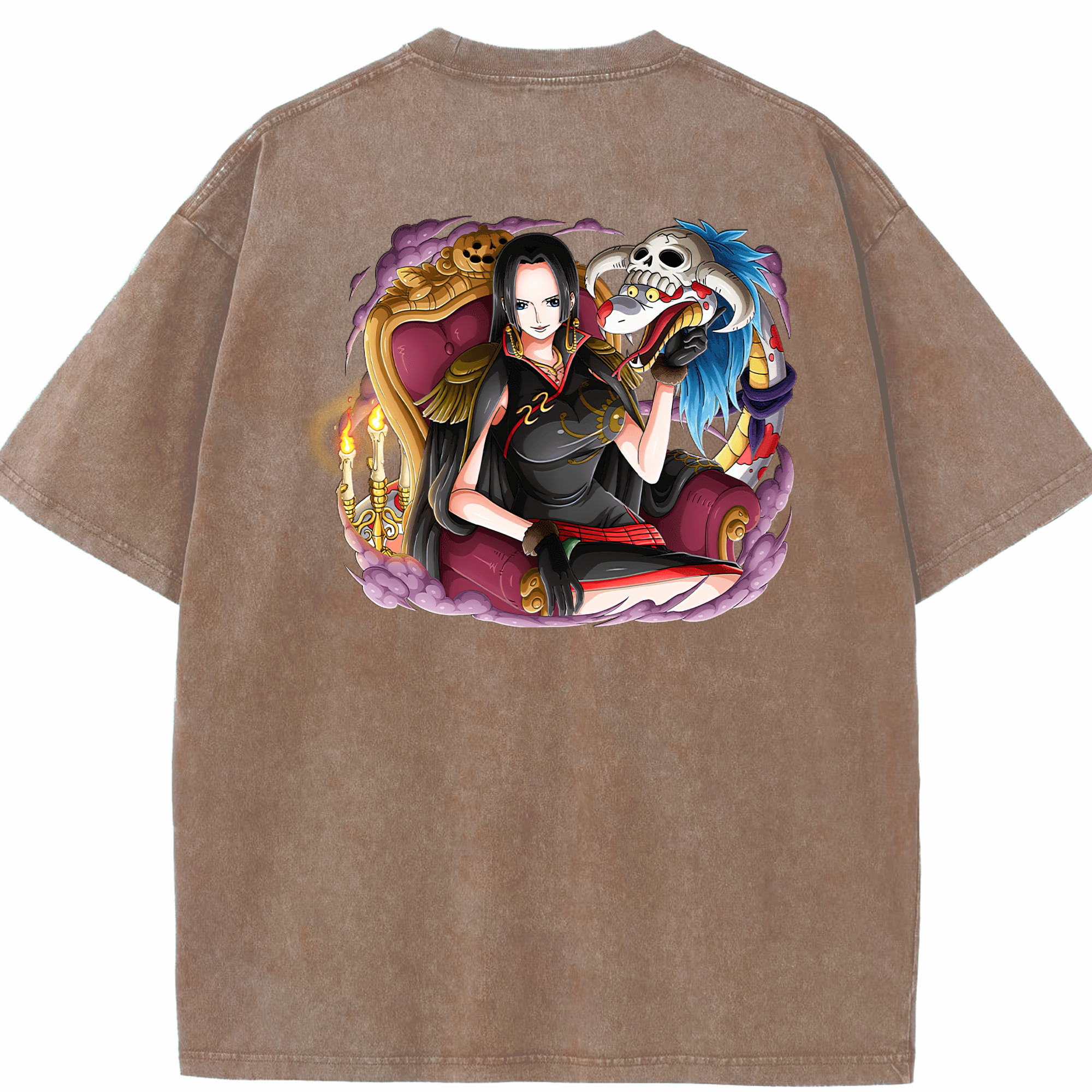 ワンピース ボア・ハンコック ONE PIECE Boa·Hancock 綿100% ヴィンテージ風 半袖Tシャツ（背面プリント）