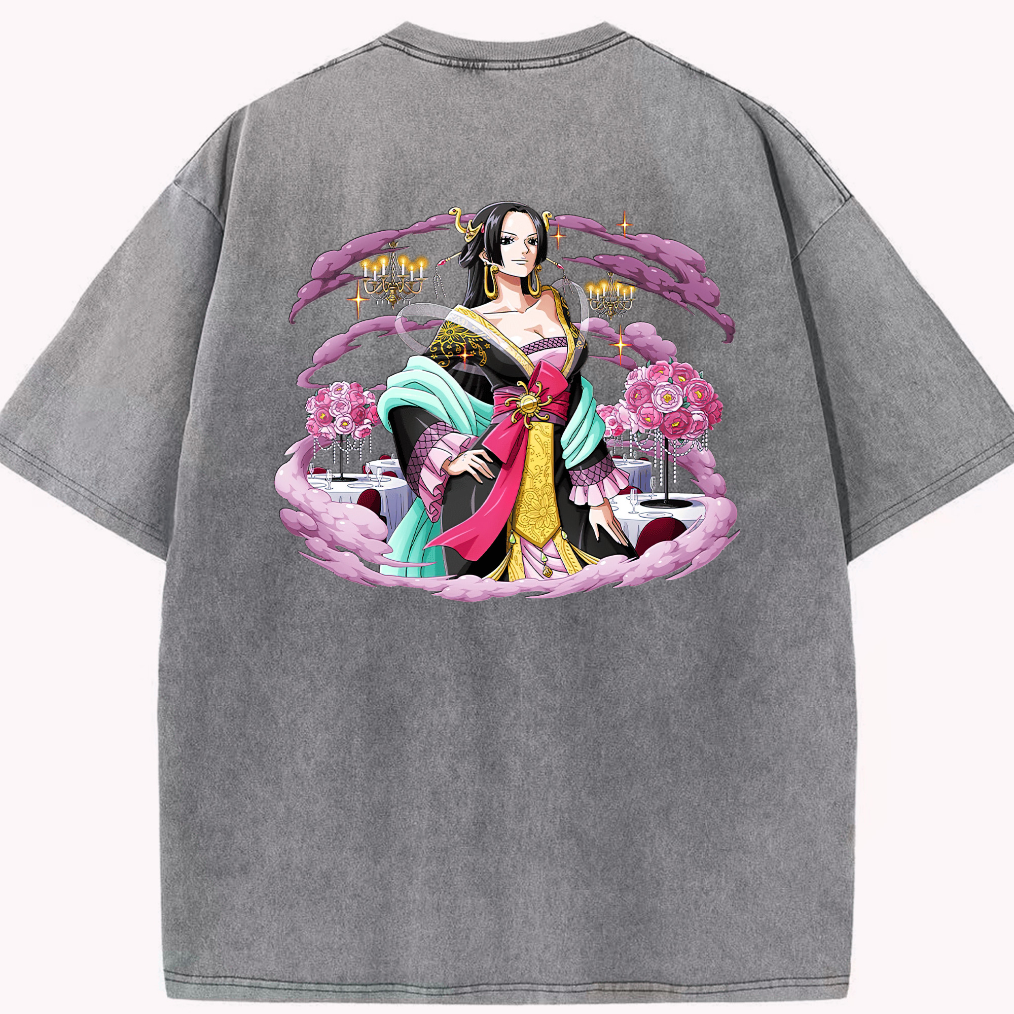 ワンピース ボア・ハンコック ONE PIECE Boa·Hancock 綿100% ヴィンテージ風 半袖Tシャツ（背面プリント）