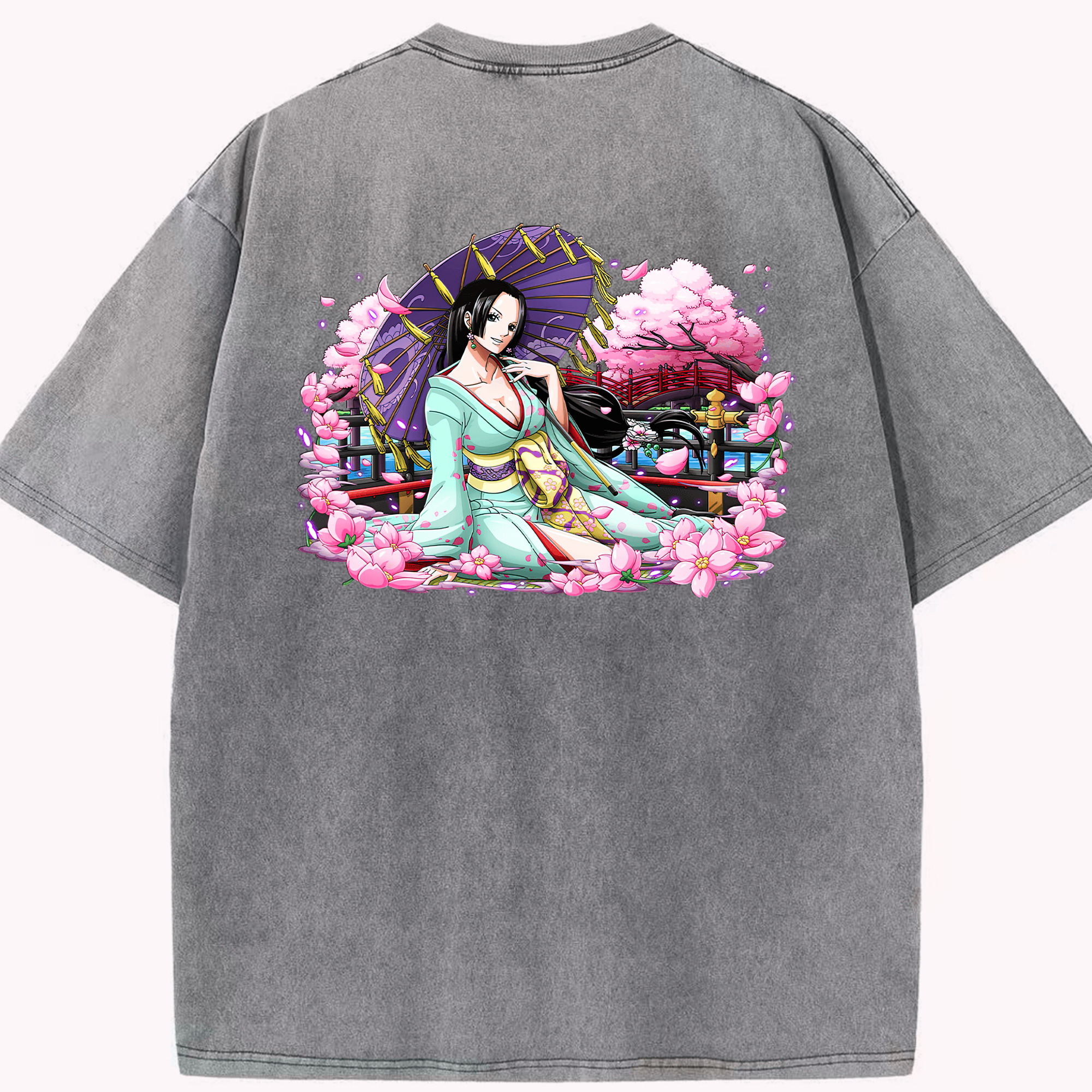 ワンピース ボア・ハンコック ONE PIECE Boa·Hancock 綿100% ヴィンテージ風 半袖Tシャツ（背面プリント）