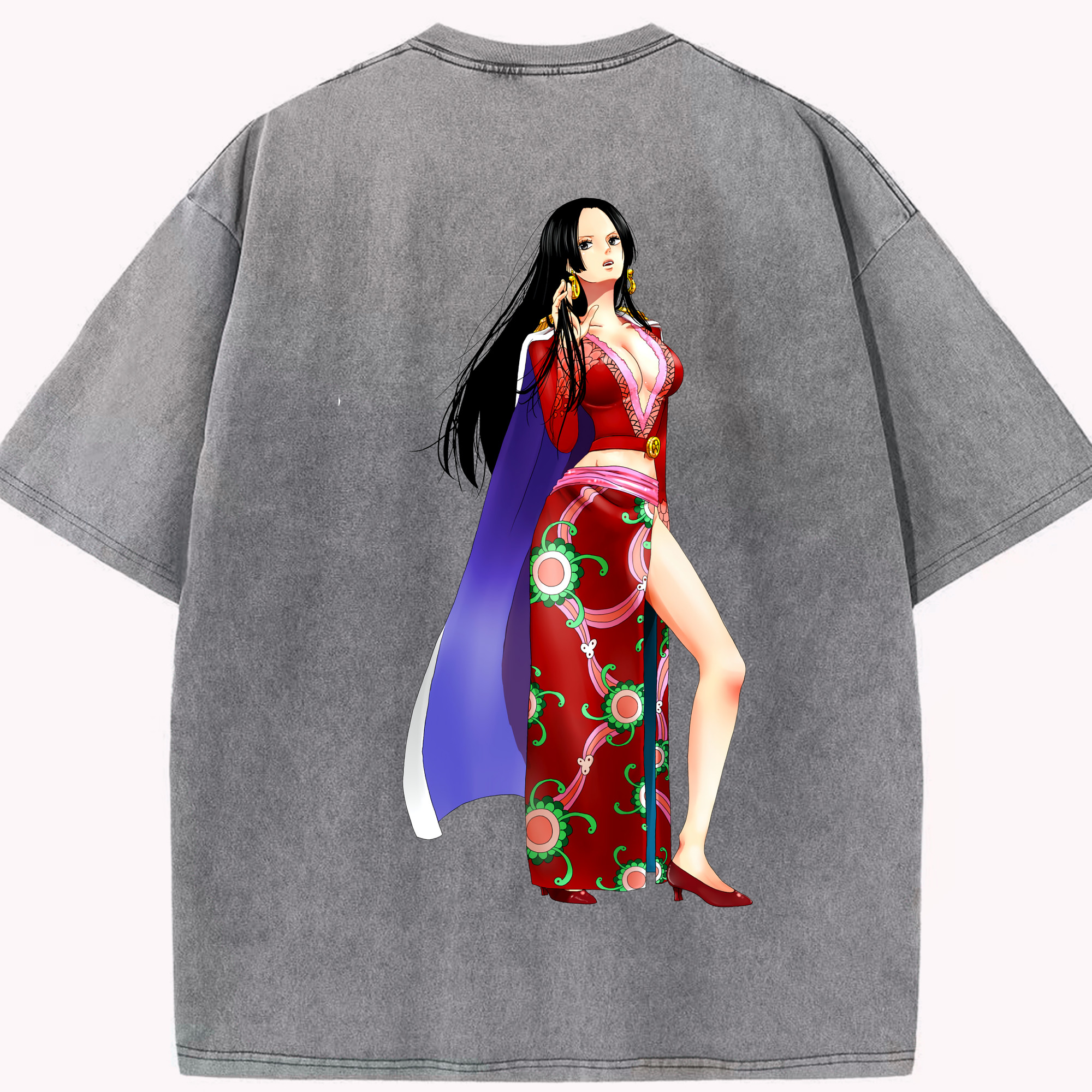 ワンピース ボア・ハンコック ONE PIECE Boa·Hancock 綿100% ヴィンテージ風 半袖Tシャツ（背面プリント）