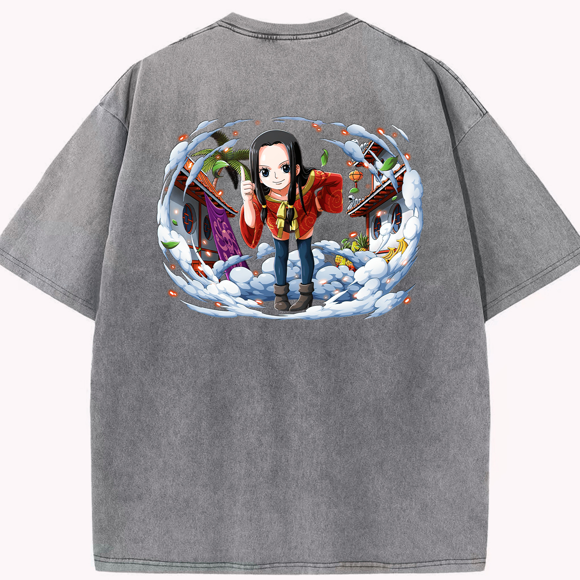 ワンピース ボア・ハンコック ONE PIECE Boa·Hancock 綿100% ヴィンテージ風 半袖Tシャツ（背面プリント）