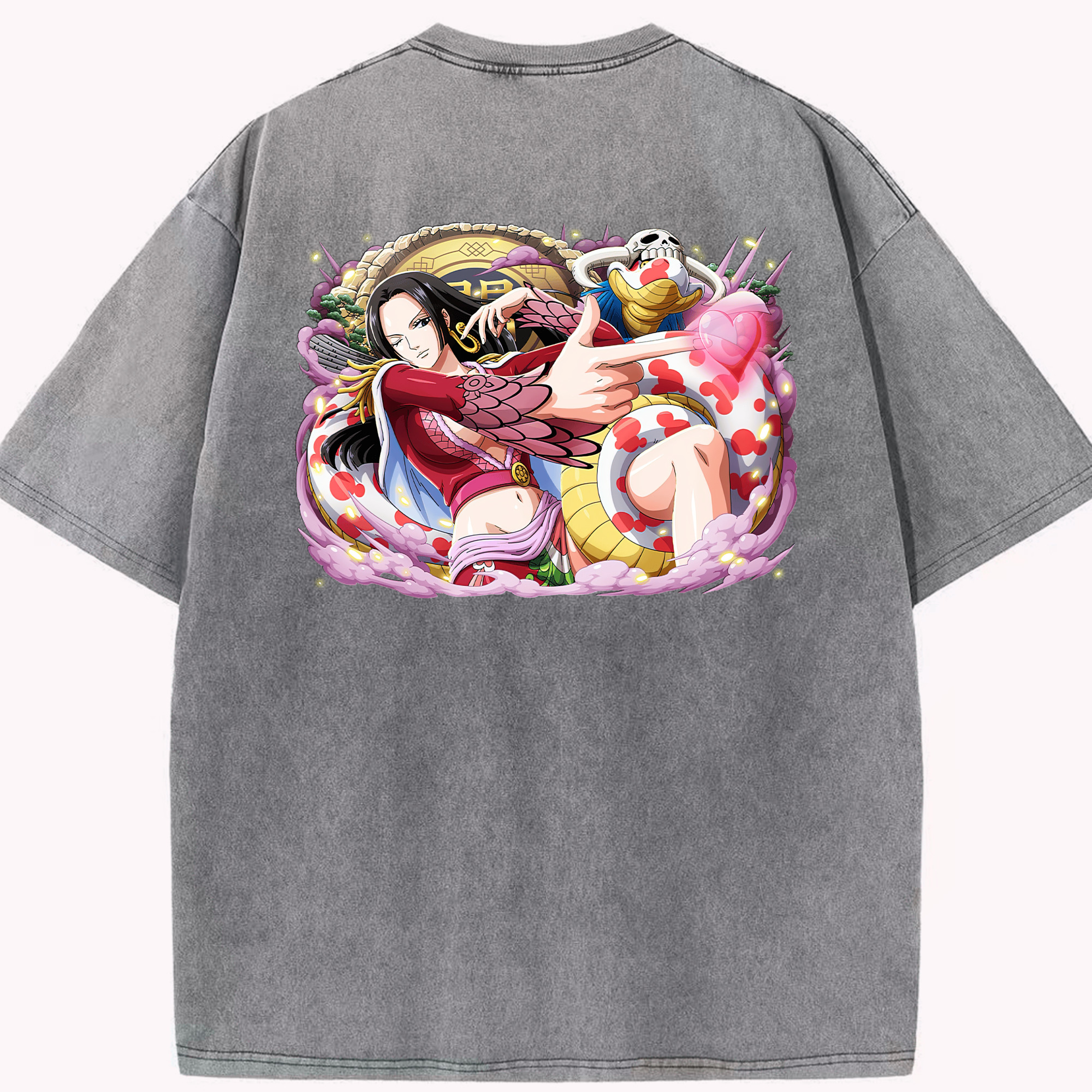 ワンピース ボア・ハンコック ONE PIECE Boa·Hancock 綿100% ヴィンテージ風 半袖Tシャツ（背面プリント）