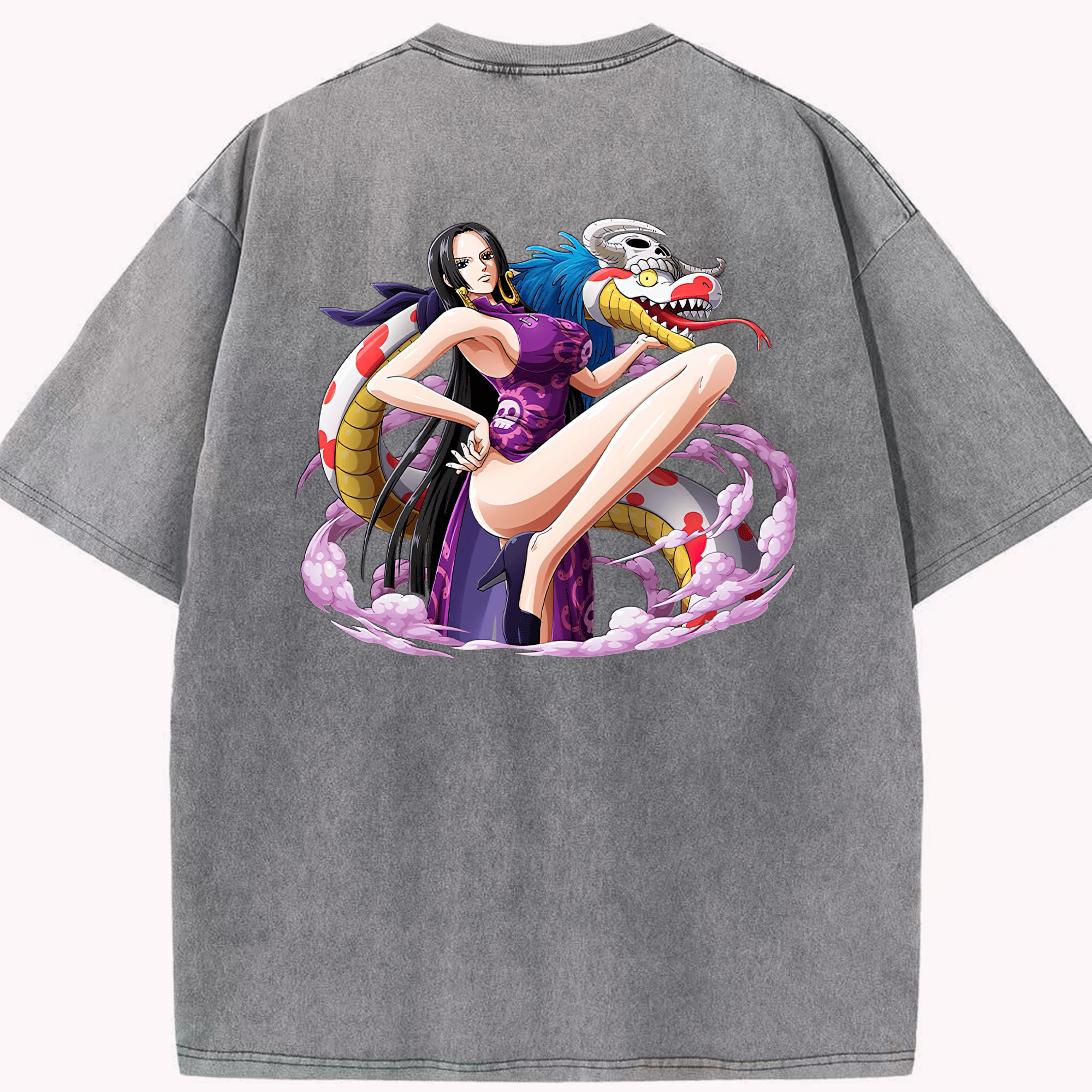 ワンピース ボア・ハンコック ONE PIECE Boa·Hancock 綿100% ヴィンテージ風 半袖Tシャツ（背面プリント）