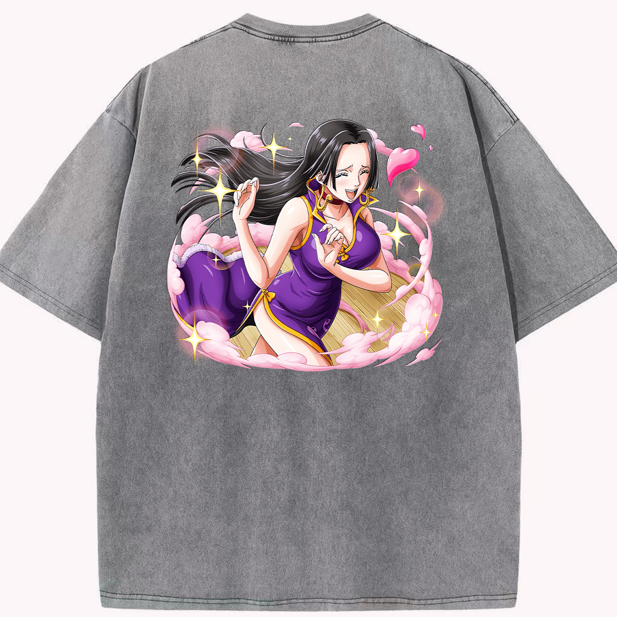 ワンピース ボア・ハンコック ONE PIECE Boa·Hancock 綿100% ヴィンテージ風 半袖Tシャツ（背面プリント）