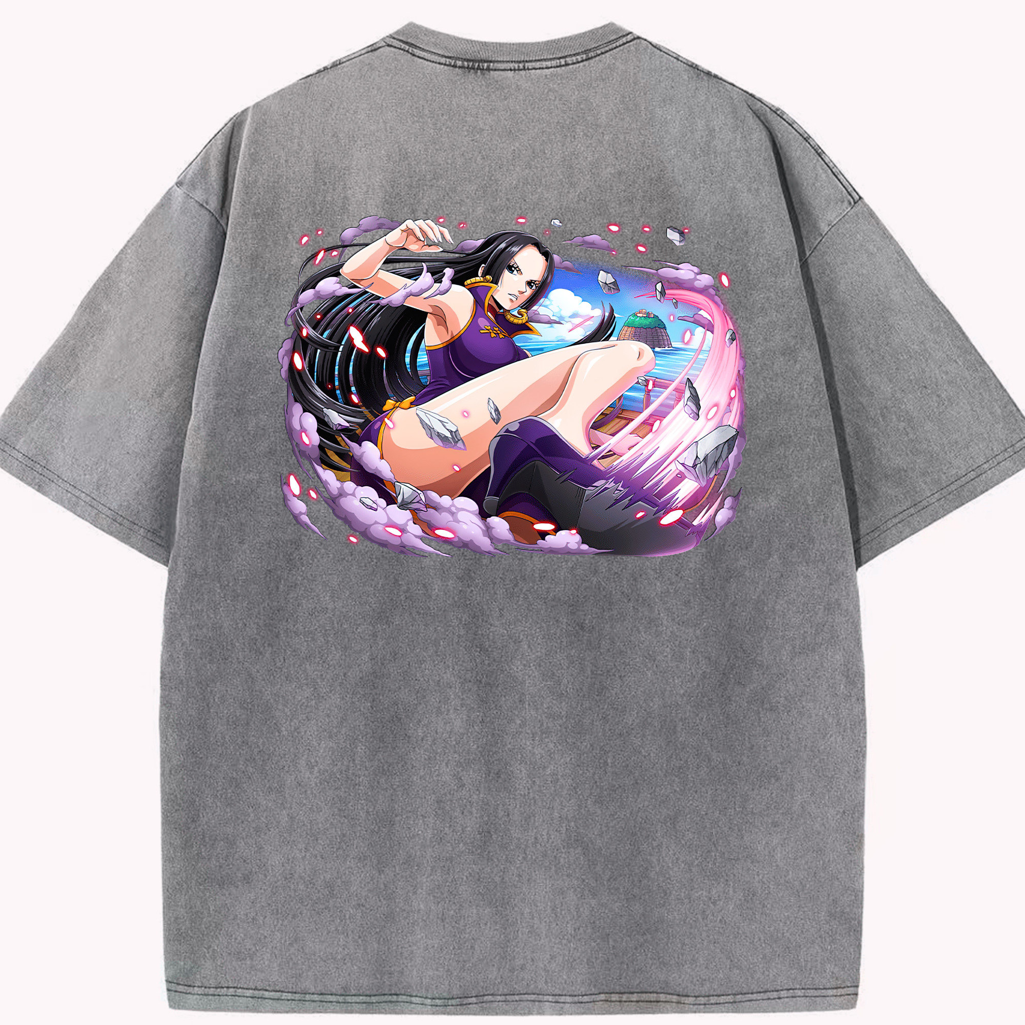 ワンピース ボア・ハンコック ONE PIECE Boa·Hancock 綿100% ヴィンテージ風 半袖Tシャツ（背面プリント）