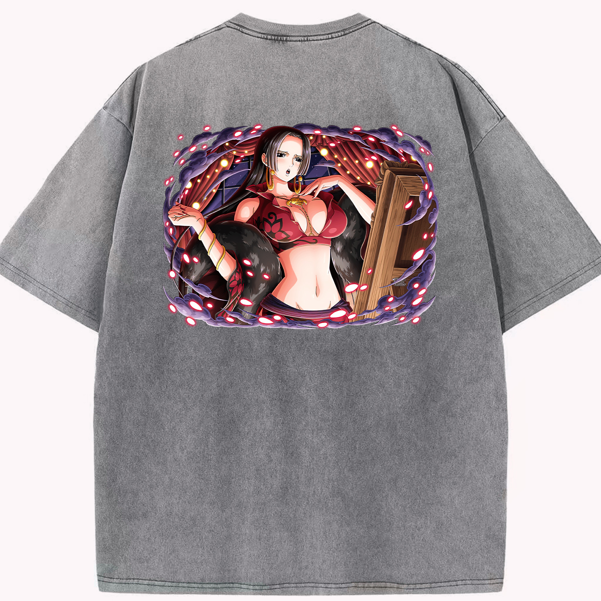 ワンピース ボア・ハンコック ONE PIECE Boa·Hancock 綿100% ヴィンテージ風 半袖Tシャツ（背面プリント）