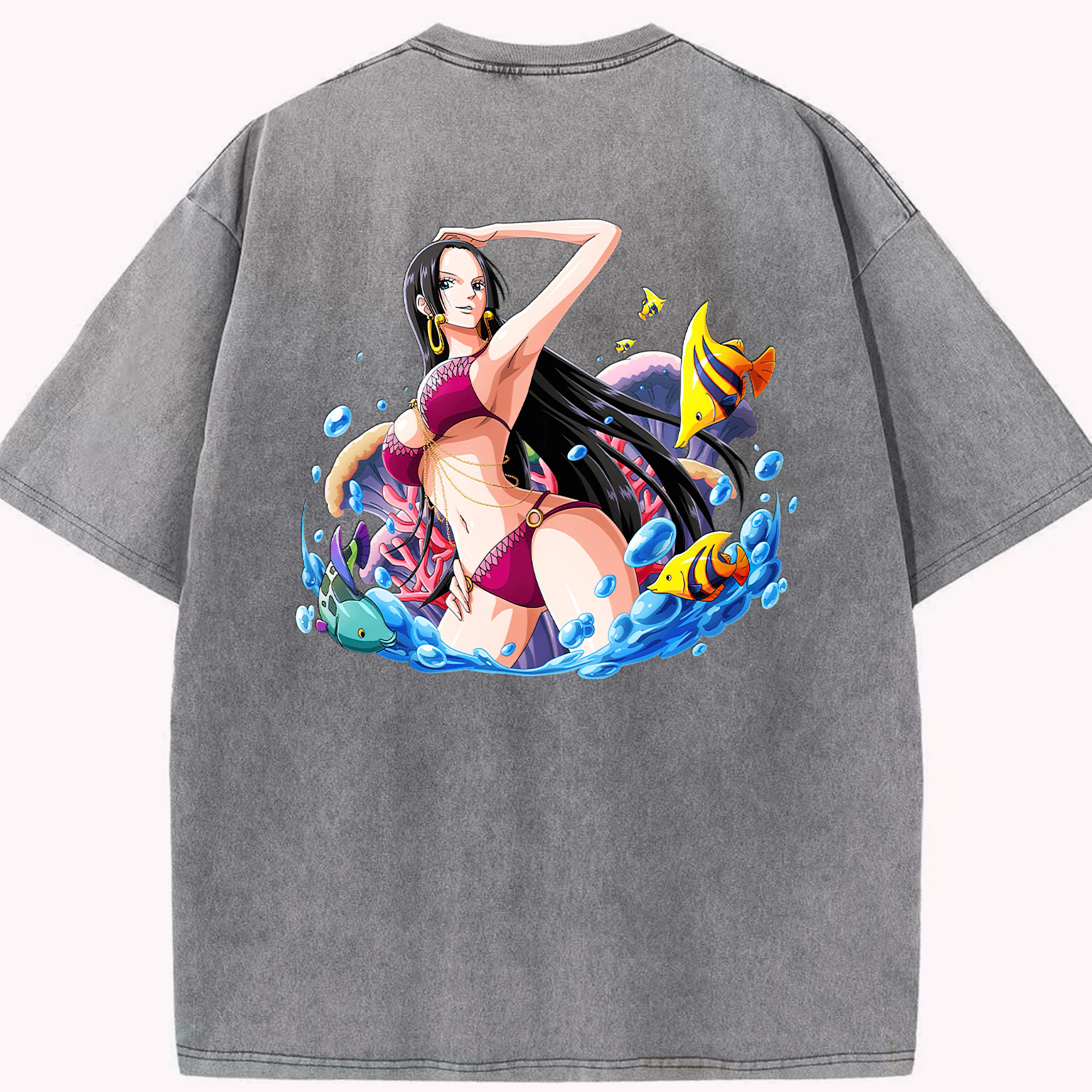 ワンピース ボア・ハンコック ONE PIECE Boa·Hancock 綿100% ヴィンテージ風 半袖Tシャツ（背面プリント）