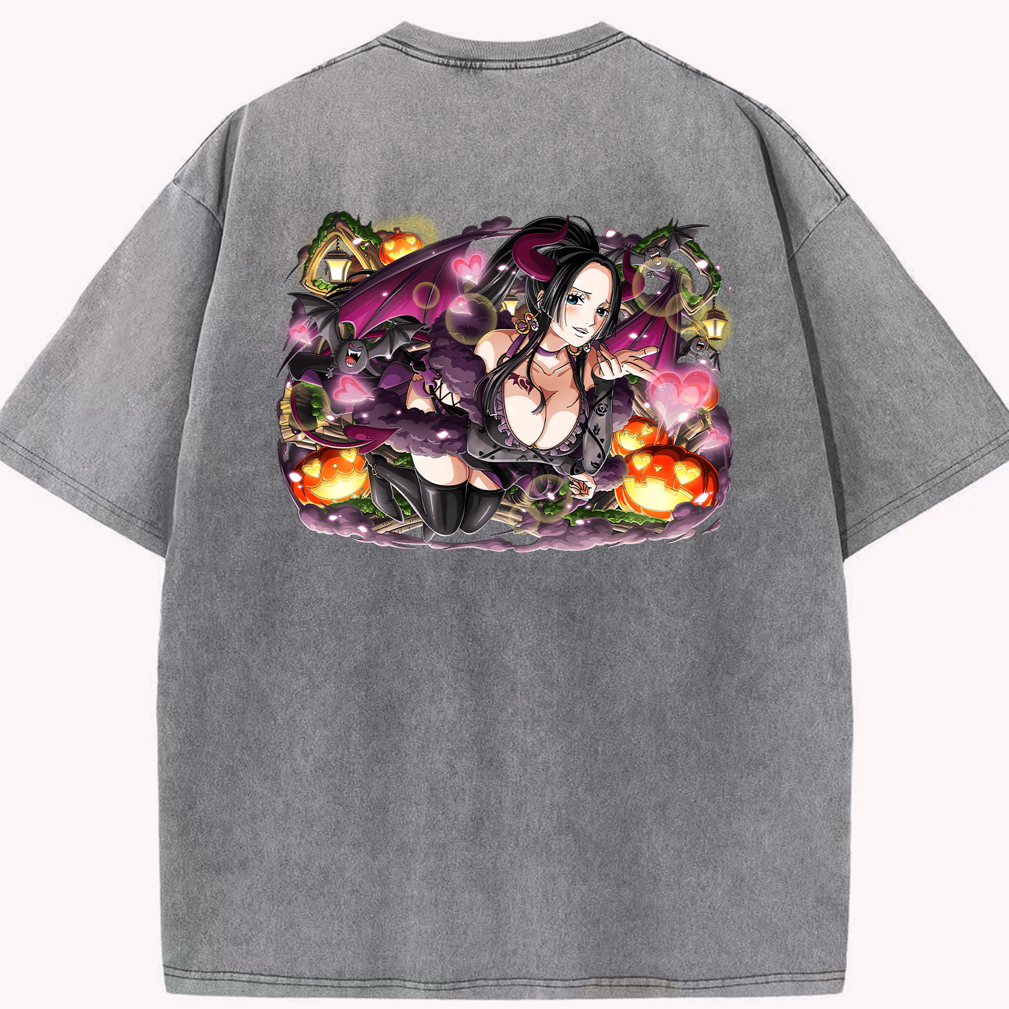 ワンピース ボア・ハンコック ONE PIECE Boa·Hancock 綿100% ヴィンテージ風 半袖Tシャツ（背面プリント）