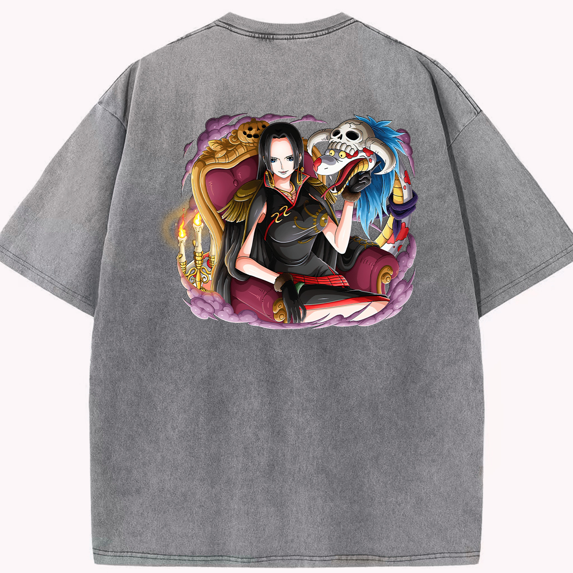 ワンピース ボア・ハンコック ONE PIECE Boa·Hancock 綿100% ヴィンテージ風 半袖Tシャツ（背面プリント）