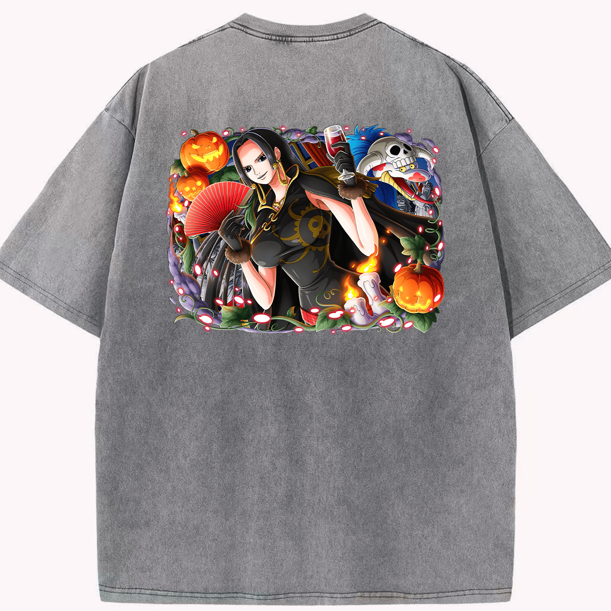 ワンピース ボア・ハンコック ONE PIECE Boa·Hancock 綿100% ヴィンテージ風 半袖Tシャツ（背面プリント）