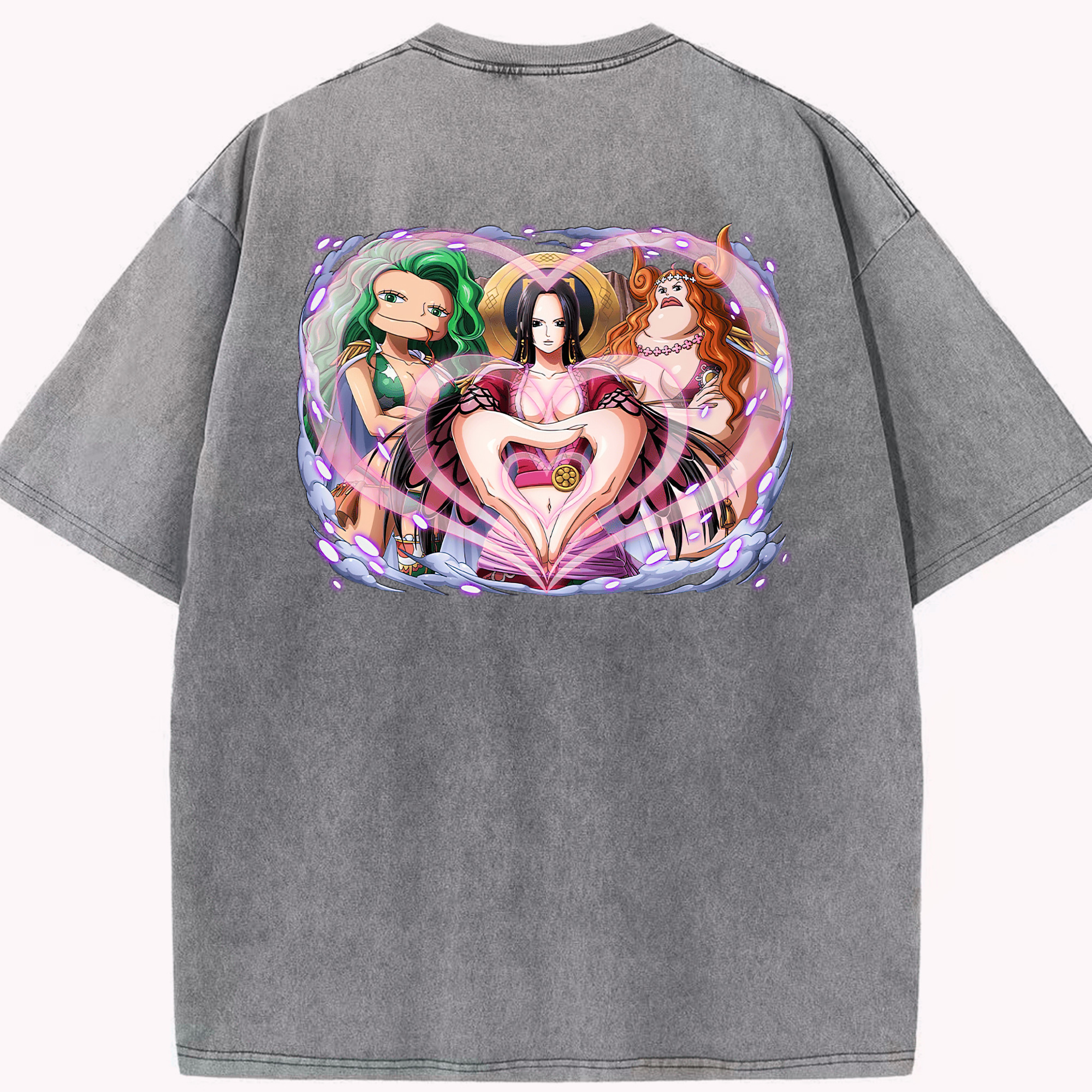 ワンピース ボア・ハンコック ONE PIECE Boa·Hancock 綿100% ヴィンテージ風 半袖Tシャツ（背面プリント）