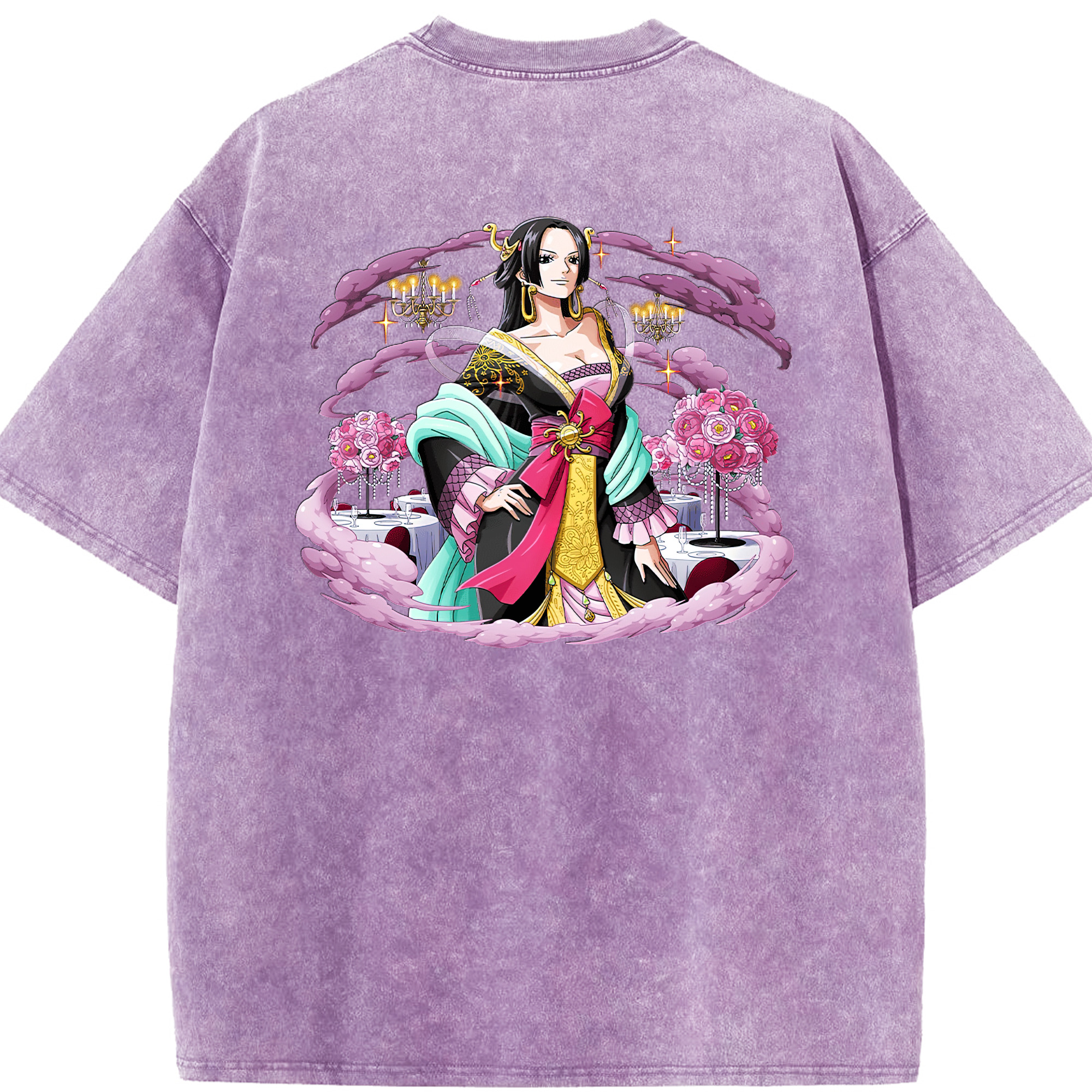 ワンピース ボア・ハンコック ONE PIECE Boa·Hancock 綿100% ヴィンテージ風 半袖Tシャツ（背面プリント）