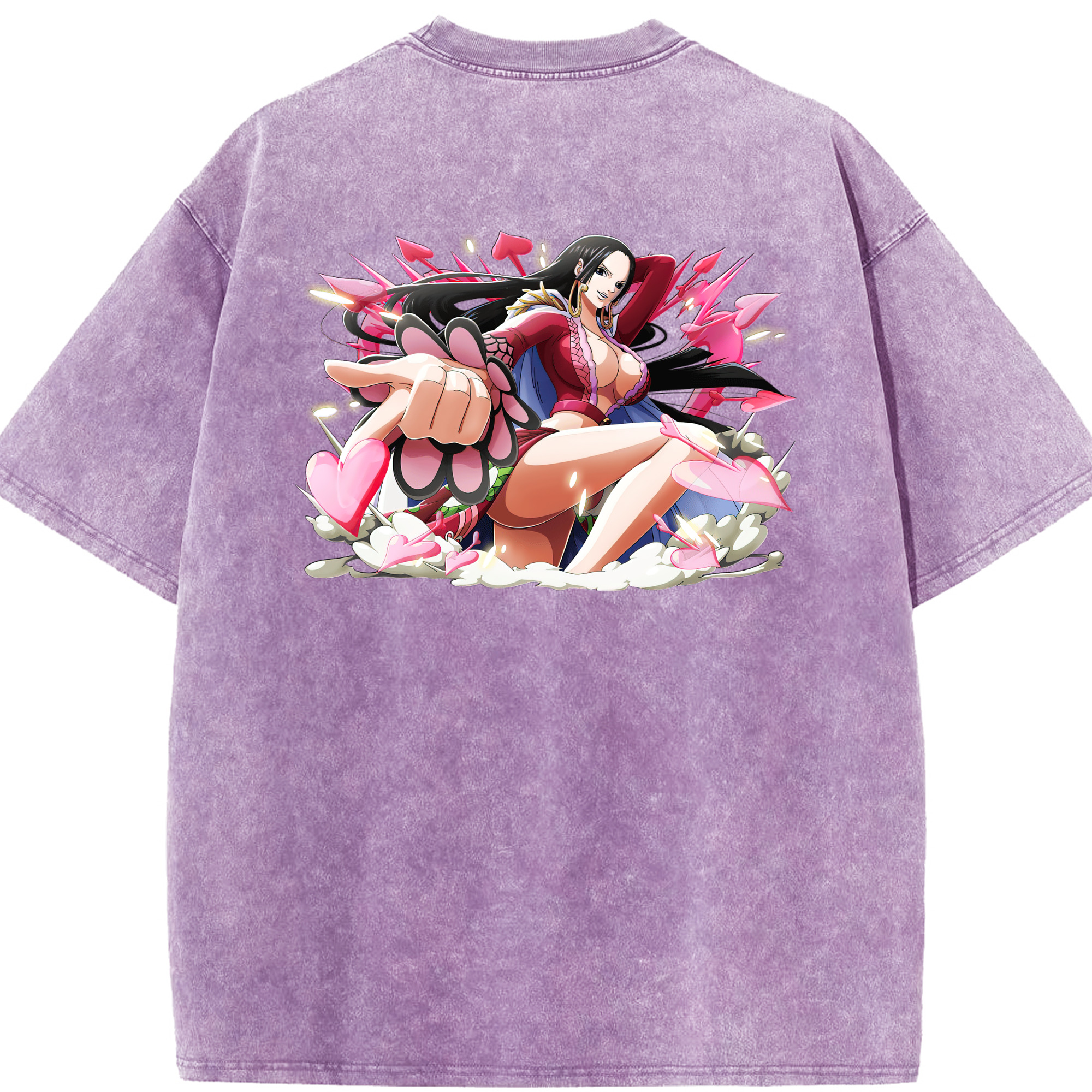 ワンピース ボア・ハンコック ONE PIECE Boa·Hancock 綿100% ヴィンテージ風 半袖Tシャツ（背面プリント）