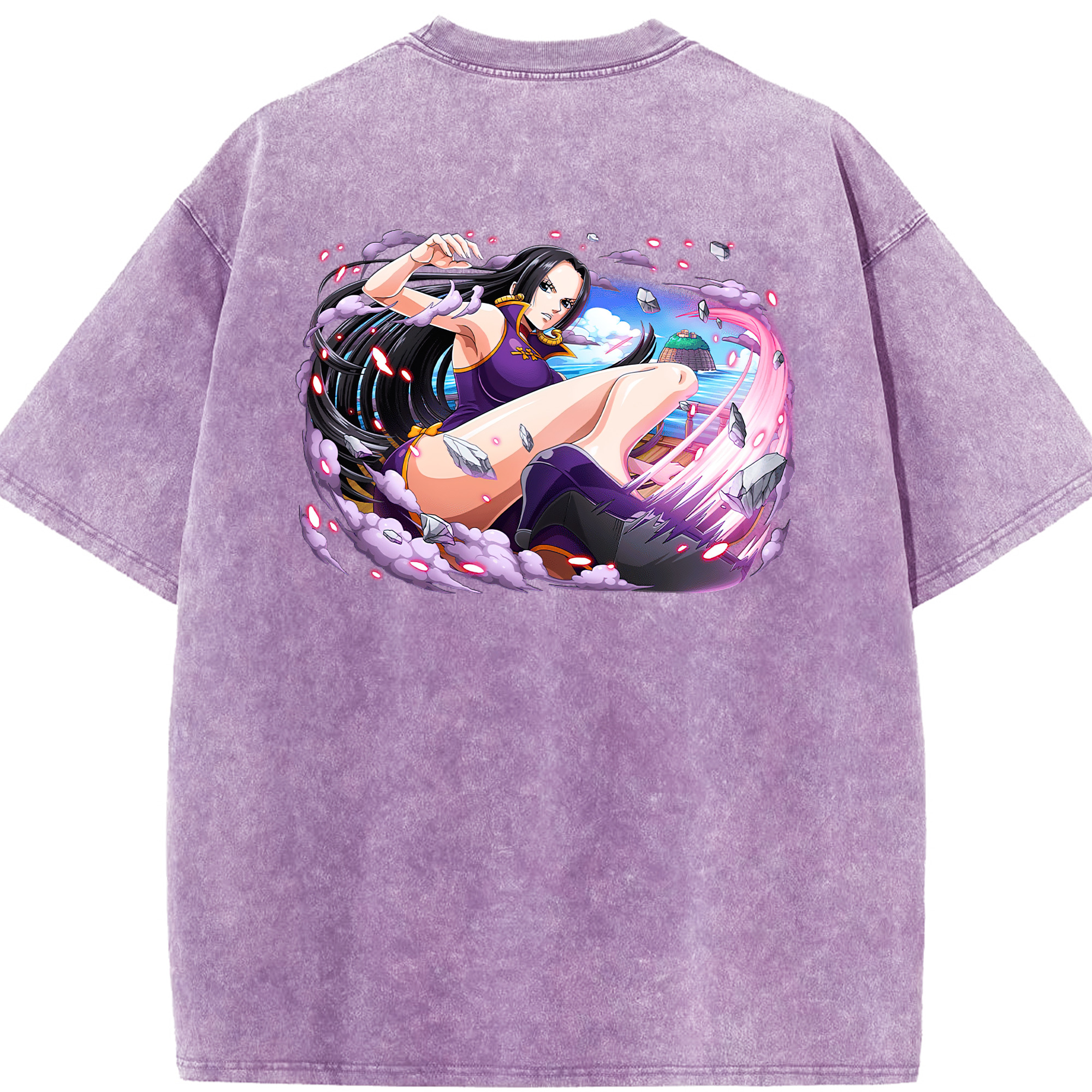 ワンピース ボア・ハンコック ONE PIECE Boa·Hancock 綿100% ヴィンテージ風 半袖Tシャツ（背面プリント）