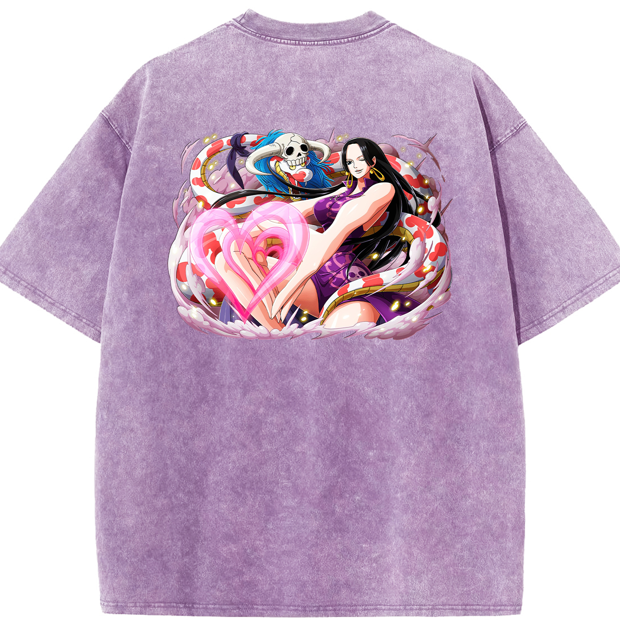 ワンピース ボア・ハンコック ONE PIECE Boa·Hancock 綿100% ヴィンテージ風 半袖Tシャツ（背面プリント）