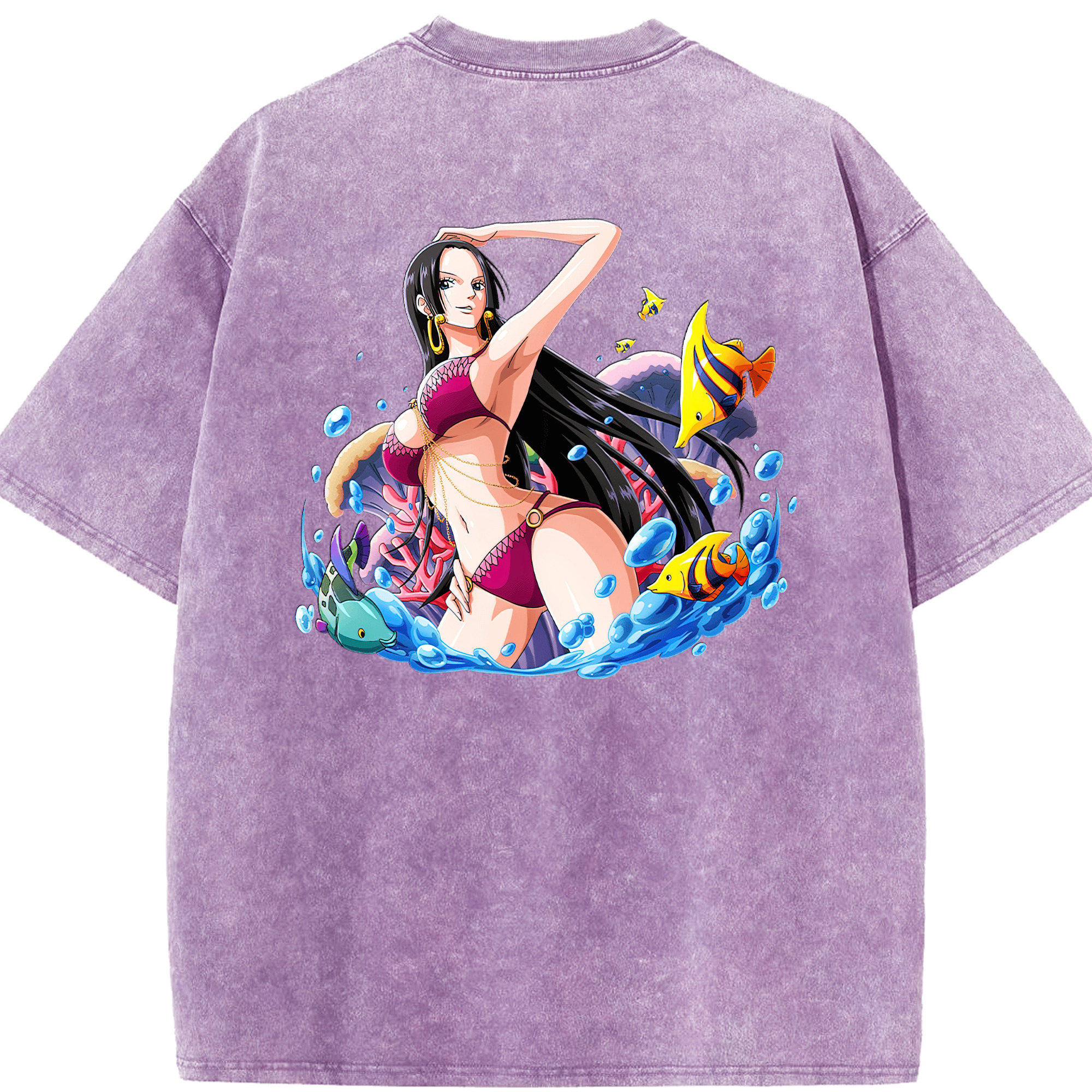 ワンピース ボア・ハンコック ONE PIECE Boa·Hancock 綿100% ヴィンテージ風 半袖Tシャツ（背面プリント）