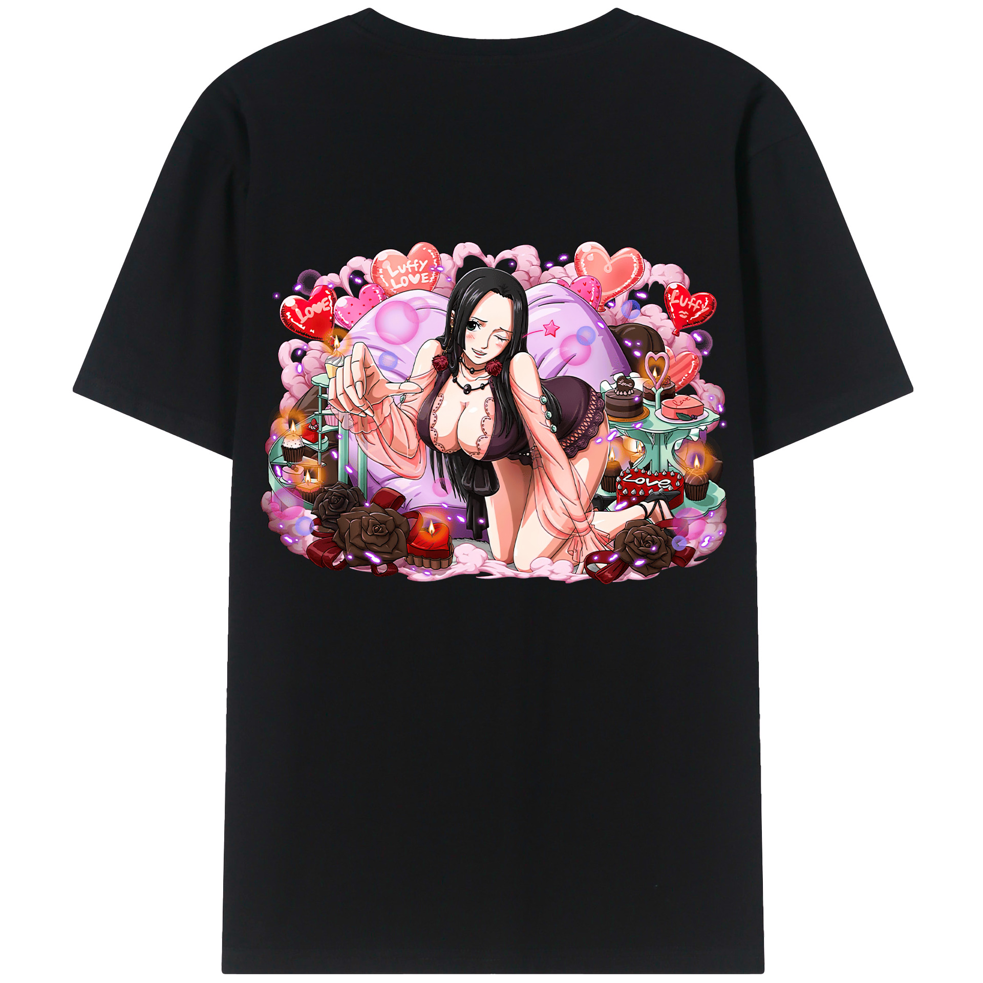 ワンピース ボア・ハンコック ONE PIECE Boa·Hancock 綿100％ メンズ半袖Tシャツ（バックプリント） 通気性