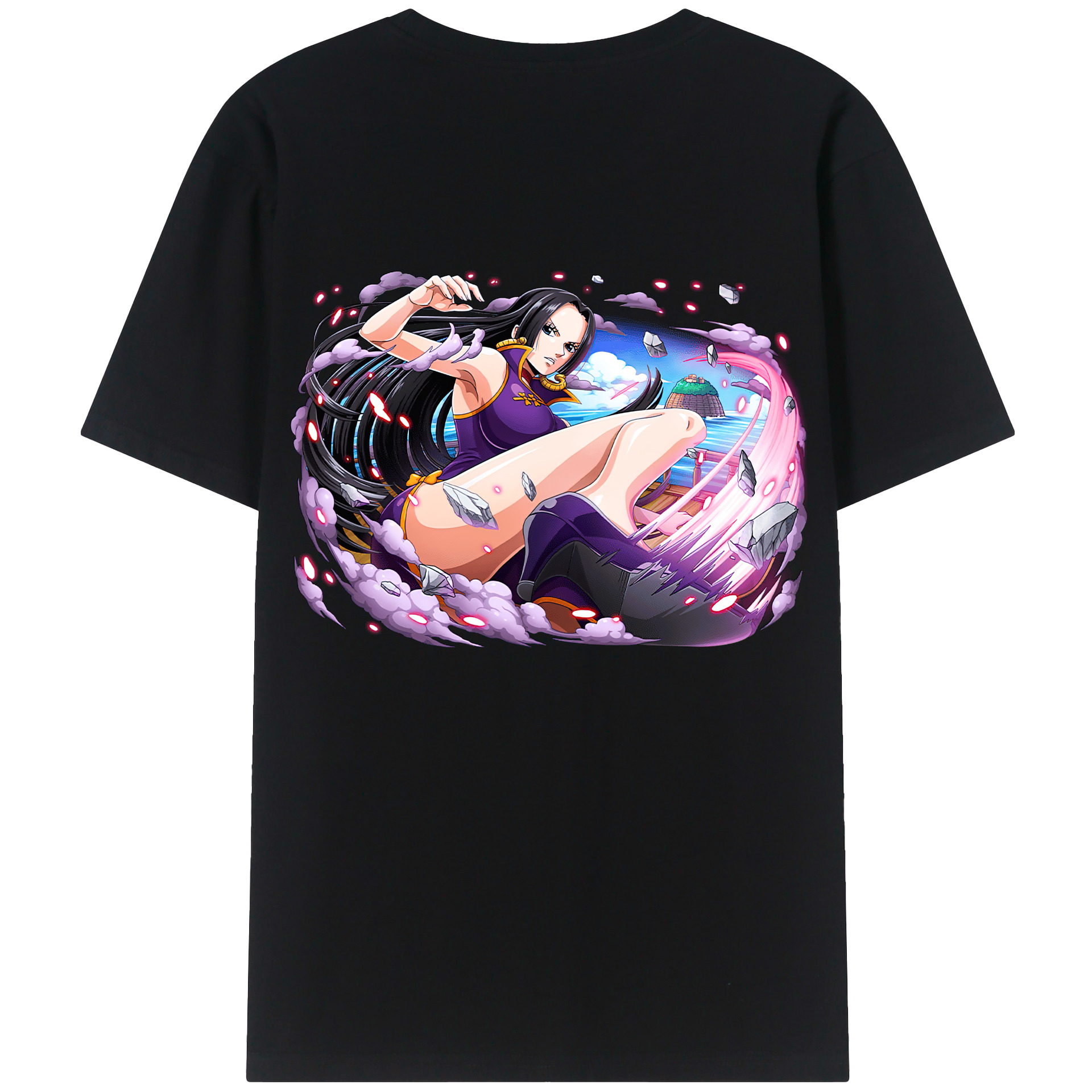 ワンピース ボア・ハンコック ONE PIECE Boa·Hancock 綿100％ メンズ半袖Tシャツ（バックプリント） 通気性