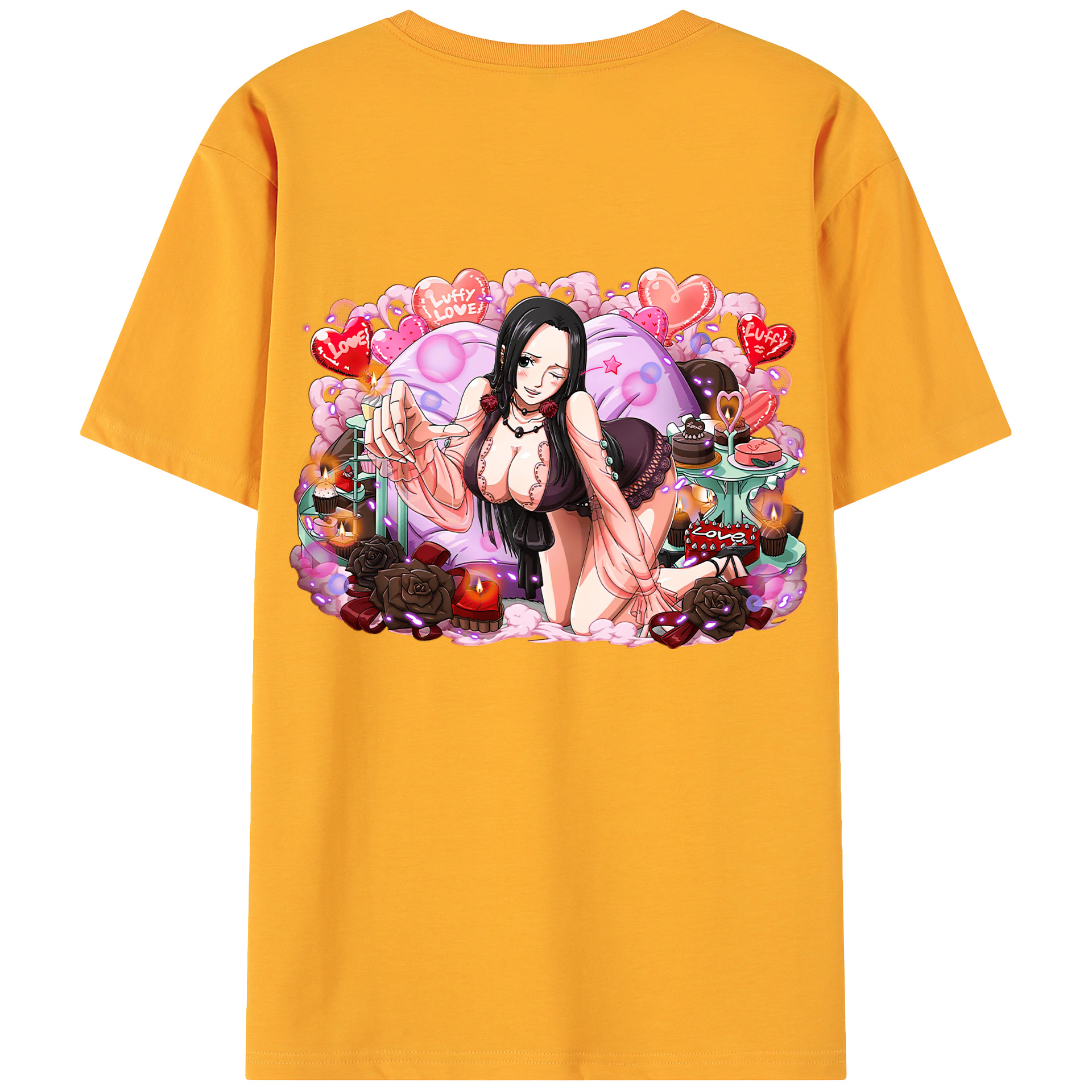 ワンピース ボア・ハンコック ONE PIECE Boa·Hancock 綿100％ メンズ半袖Tシャツ（バックプリント） 通気性