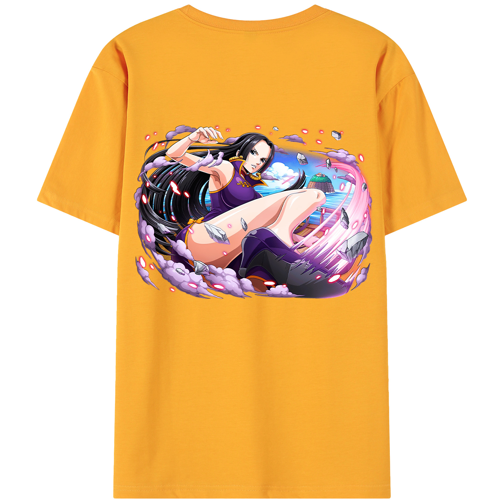 ワンピース ボア・ハンコック ONE PIECE Boa·Hancock 綿100％ メンズ半袖Tシャツ（バックプリント） 通気性
