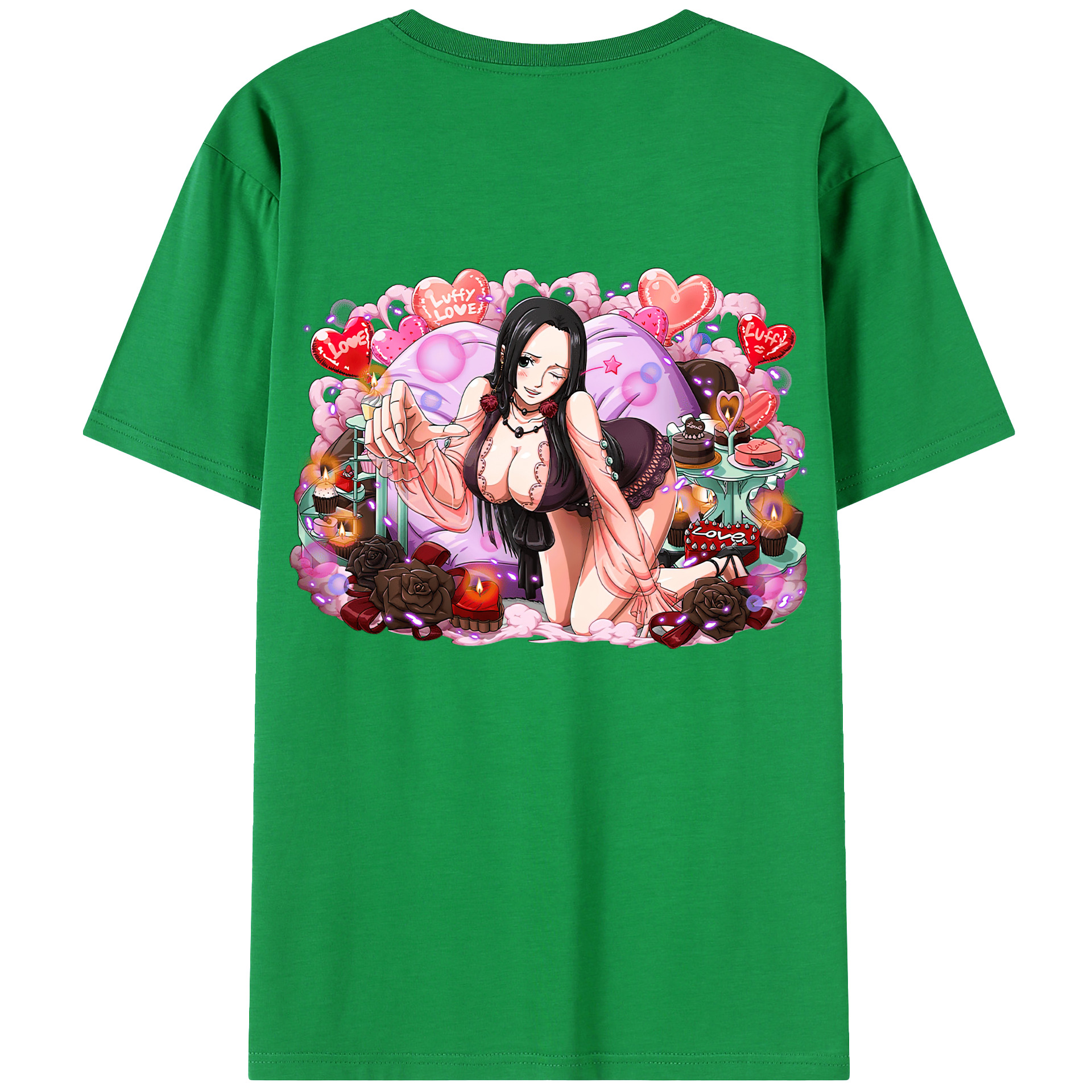 ワンピース ボア・ハンコック ONE PIECE Boa·Hancock 綿100％ メンズ半袖Tシャツ（バックプリント） 通気性