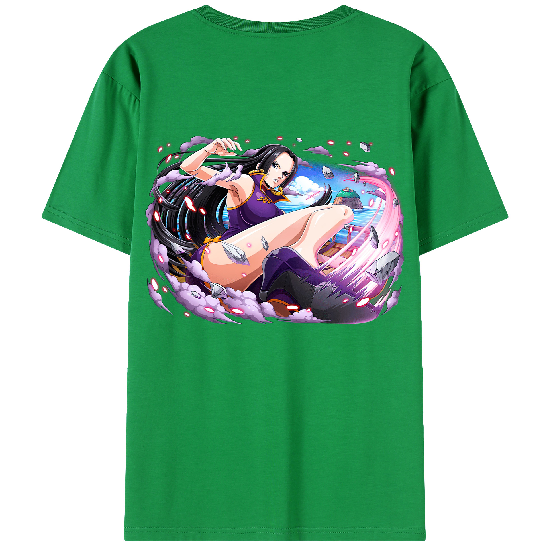 ワンピース ボア・ハンコック ONE PIECE Boa·Hancock 綿100％ メンズ半袖Tシャツ（バックプリント） 通気性