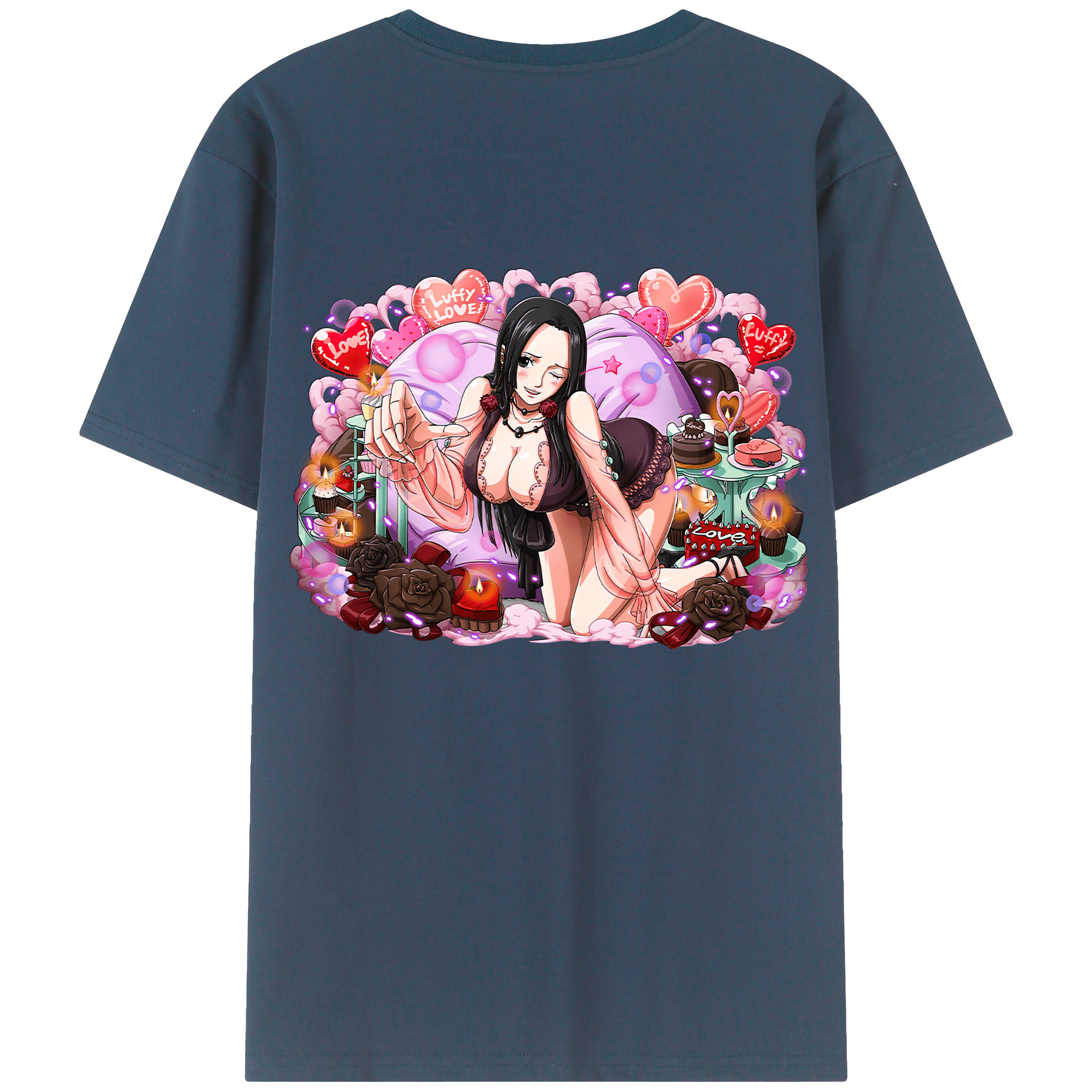 ワンピース ボア・ハンコック ONE PIECE Boa·Hancock 綿100％ メンズ半袖Tシャツ（バックプリント） 通気性